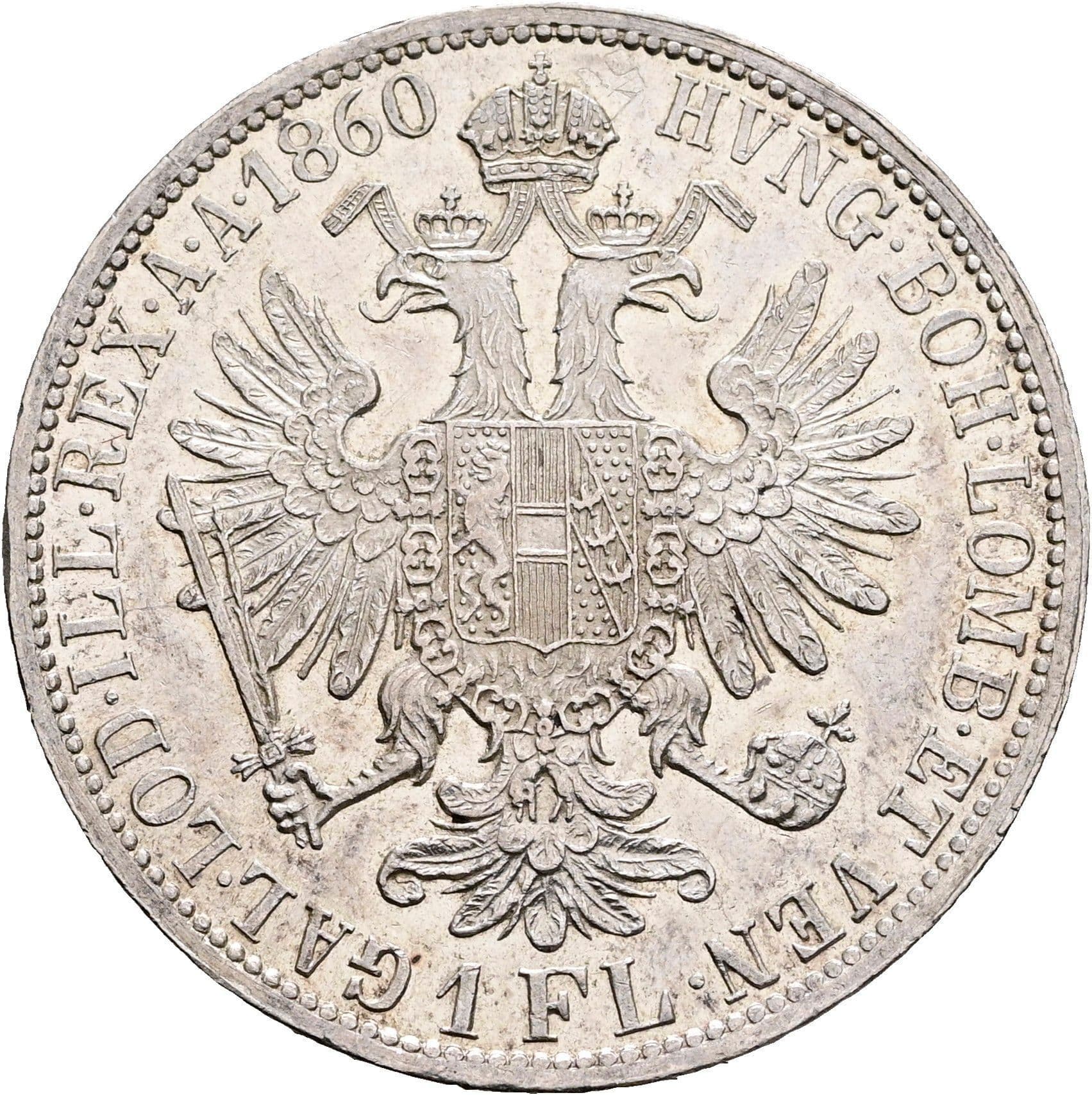 1 Gulden Franz Joseph I. 1848-1916 1860 A – Rückseite