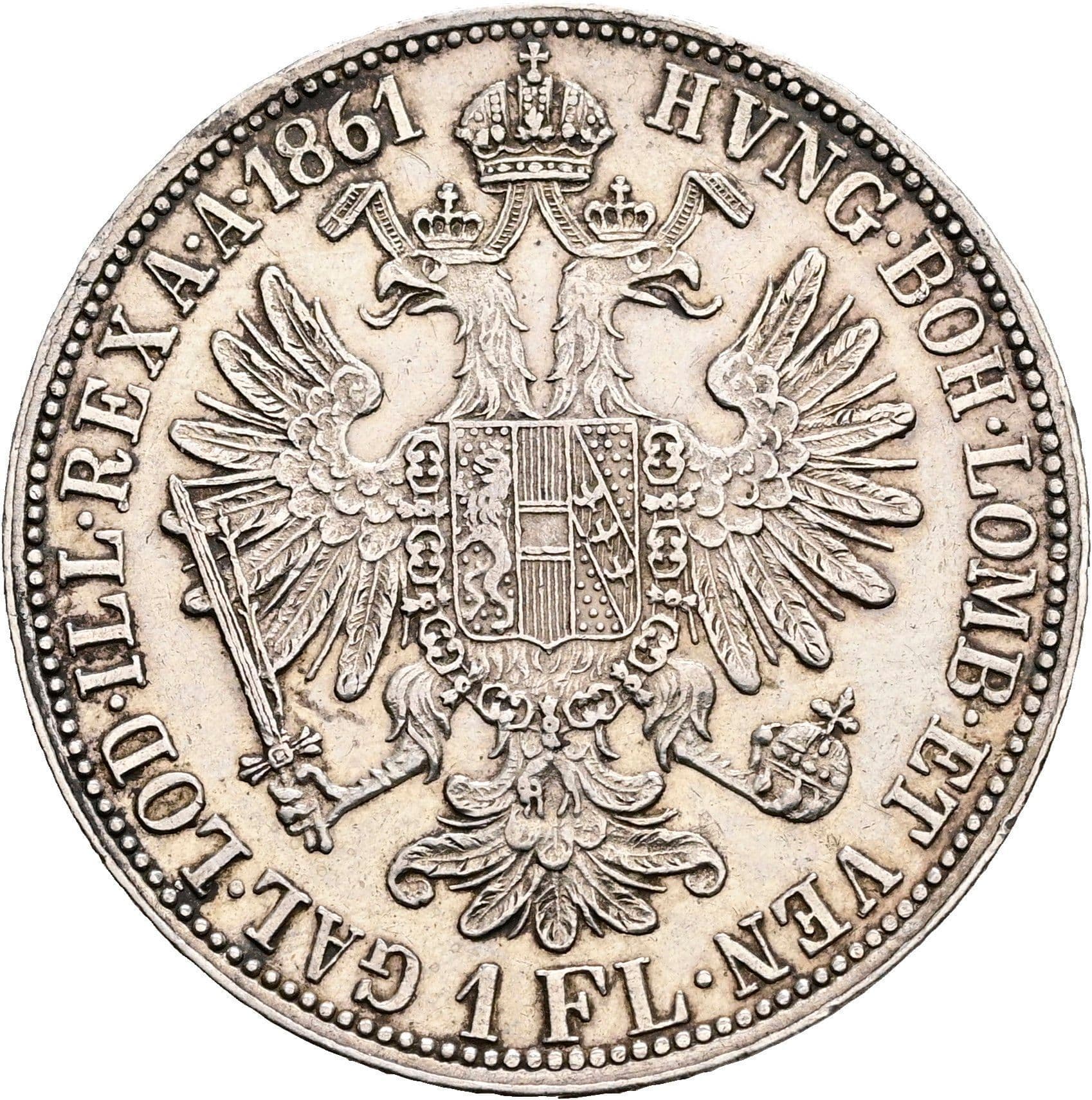 1 Gulden Franz Joseph I. 1848-1916 1861 A – Rückseite