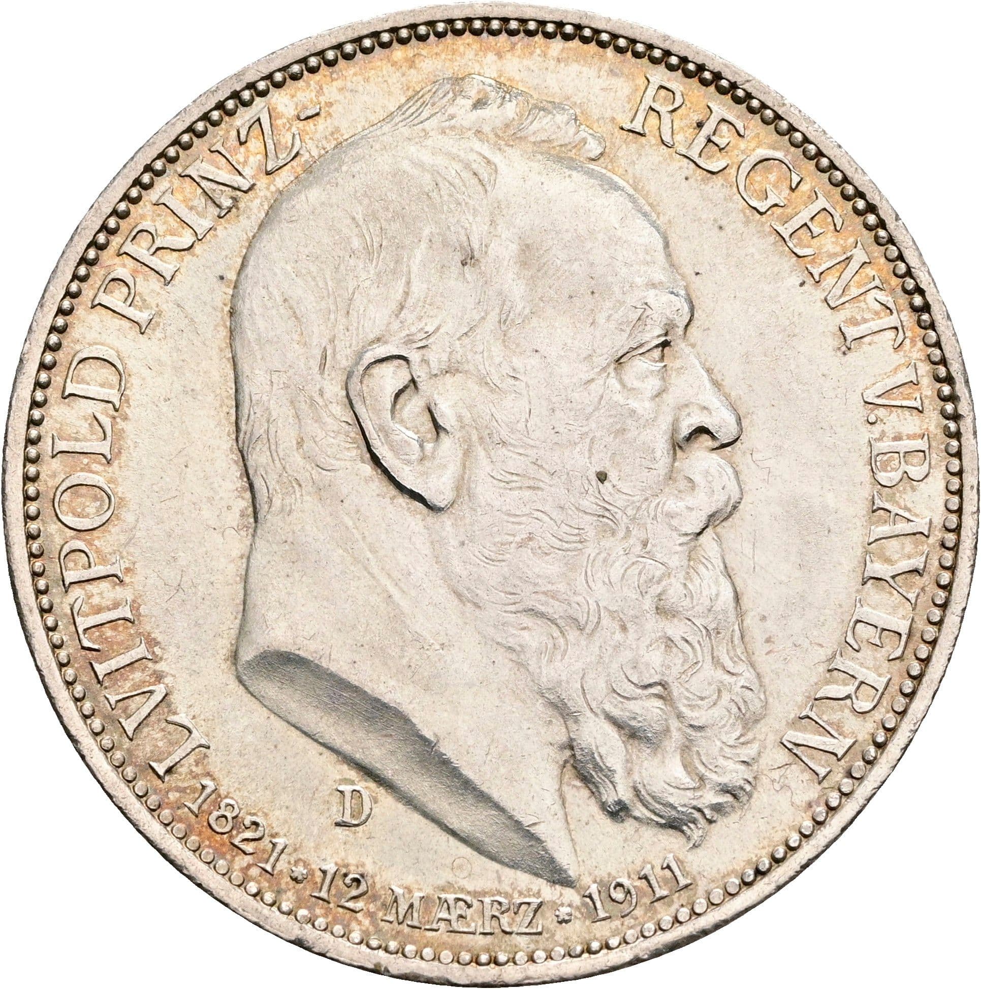 3 Mark Prinzregent Luitpold 1886-1912 1911 D – Vorderseite