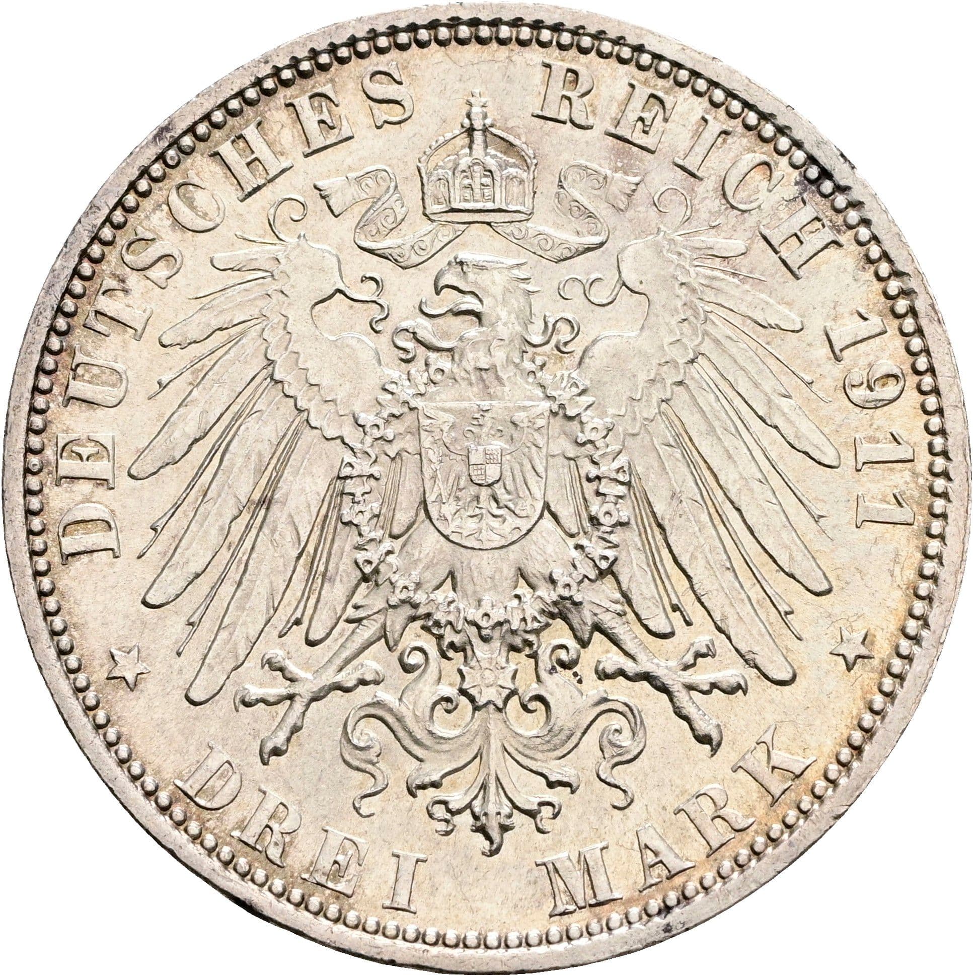 3 Mark Prinzregent Luitpold 1886-1912 1911 D – Rückseite