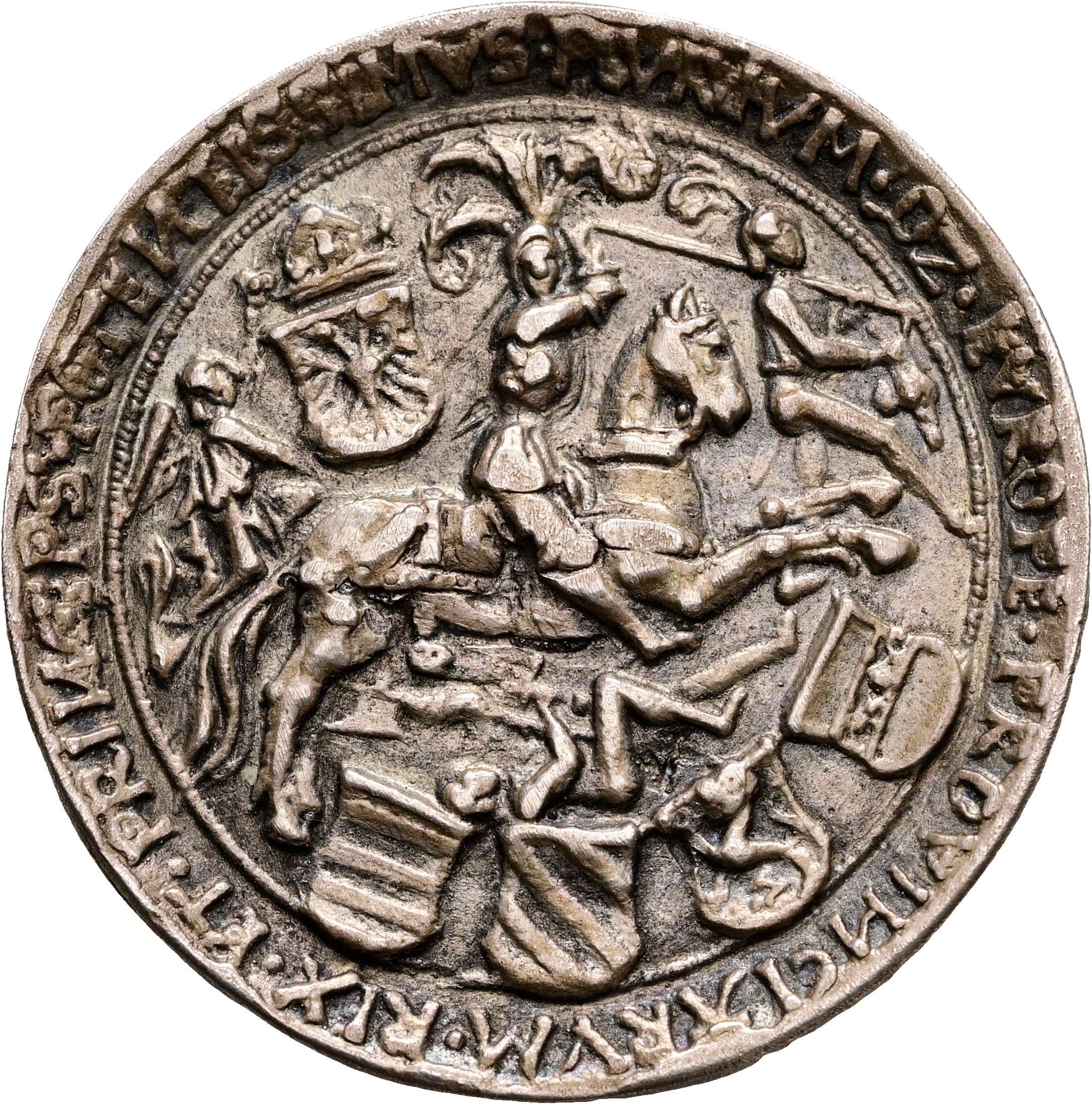 alter Abguss vom Schüsselrandguldiner Maximilian I. 1459-1519 1518 – Rückseite