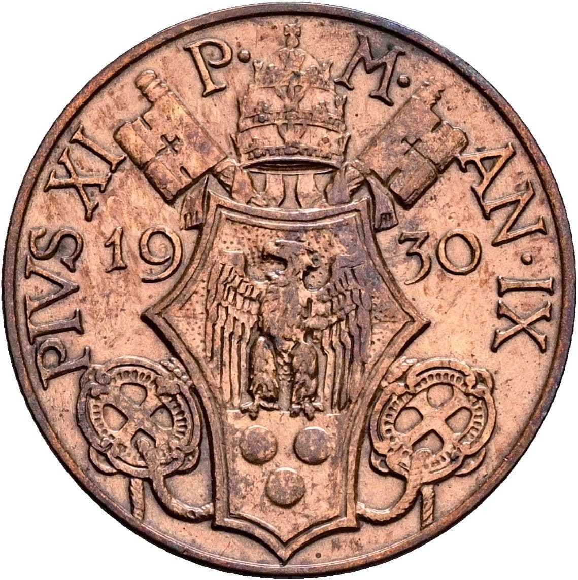 5 Centesimi Papst Pius XI. (1922-1939) 1930 – Rückseite