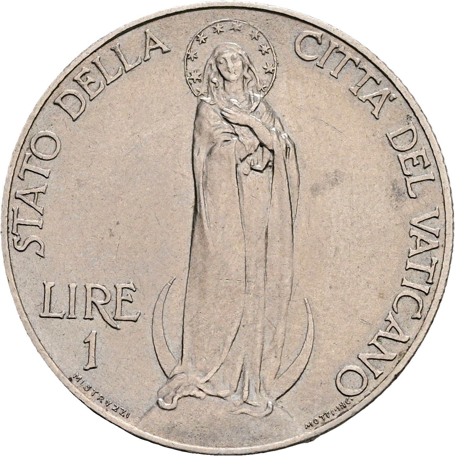 1 Lire Papst Pius XI. (1922-1939) 1930 – Vorderseite