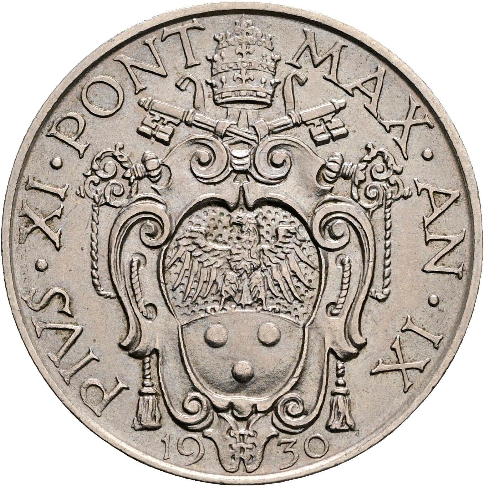 1 Lire Papst Pius XI. (1922-1939) 1930 – Rückseite