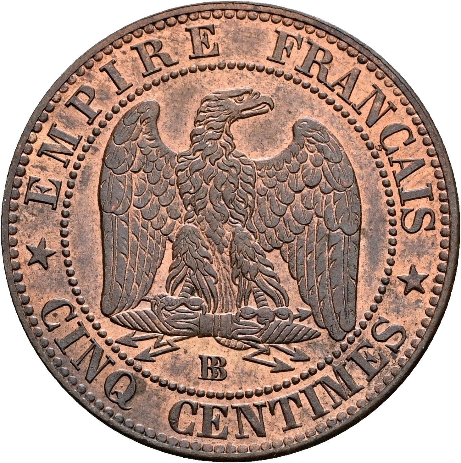 Cinq (5) Centimes Napoleon III. 1852-1870 1853 BB – Rückseite