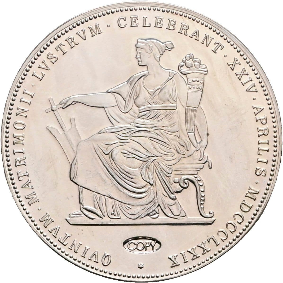 2 Gulden Silberhochzeit Copy Franz Joseph I. 1848-1916 1879 – Rückseite