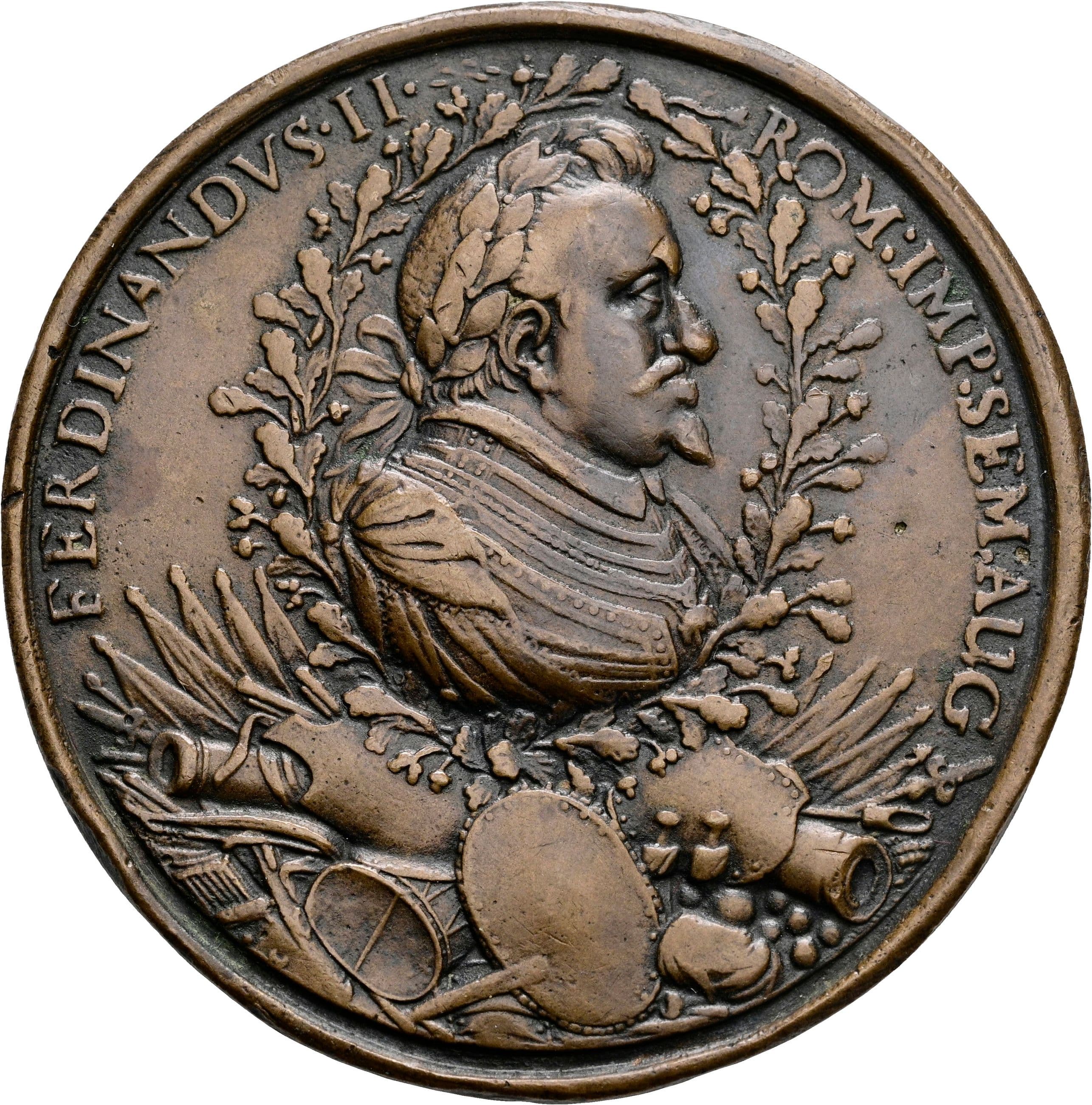 Bronzene Gnadenmedaille (Originalguss) Ferdinand II. 1619-1637 ohne Jahr (1619) – Vorderseite