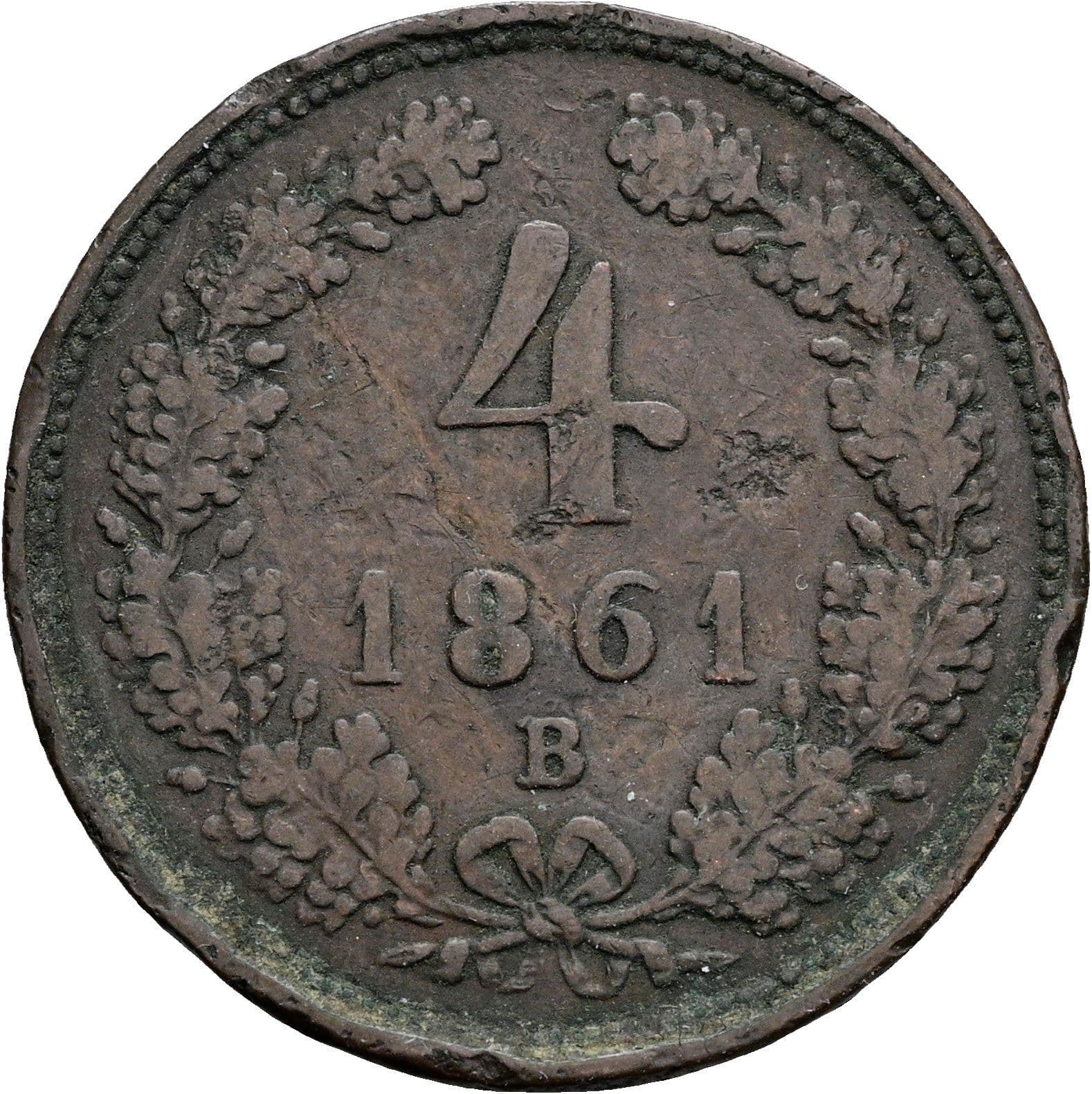 4 Kreuzer Franz Joseph I. 1848-1916 1861 B – Vorderseite