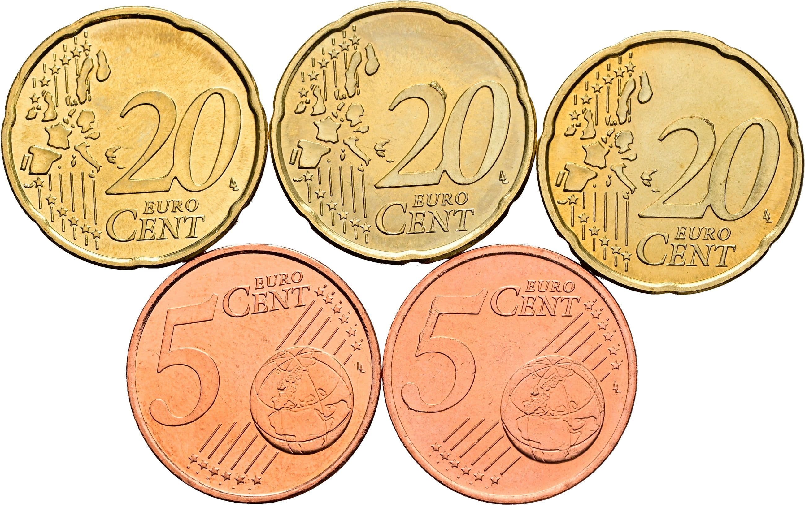 3x 20 Cent + 2x 5 Cent