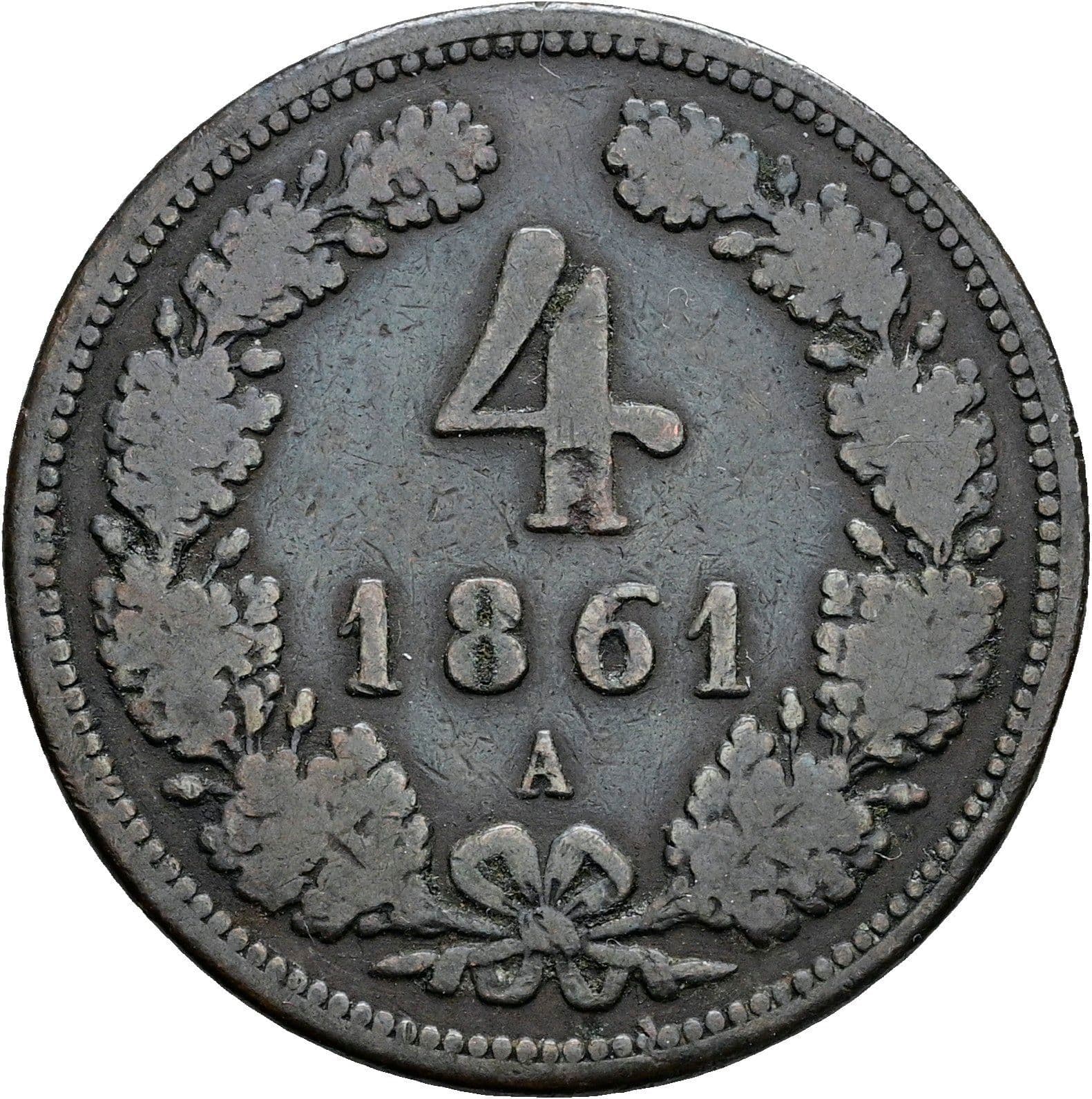 4 Kreuzer Franz Joseph I. 1848-1916 1861 A – Vorderseite
