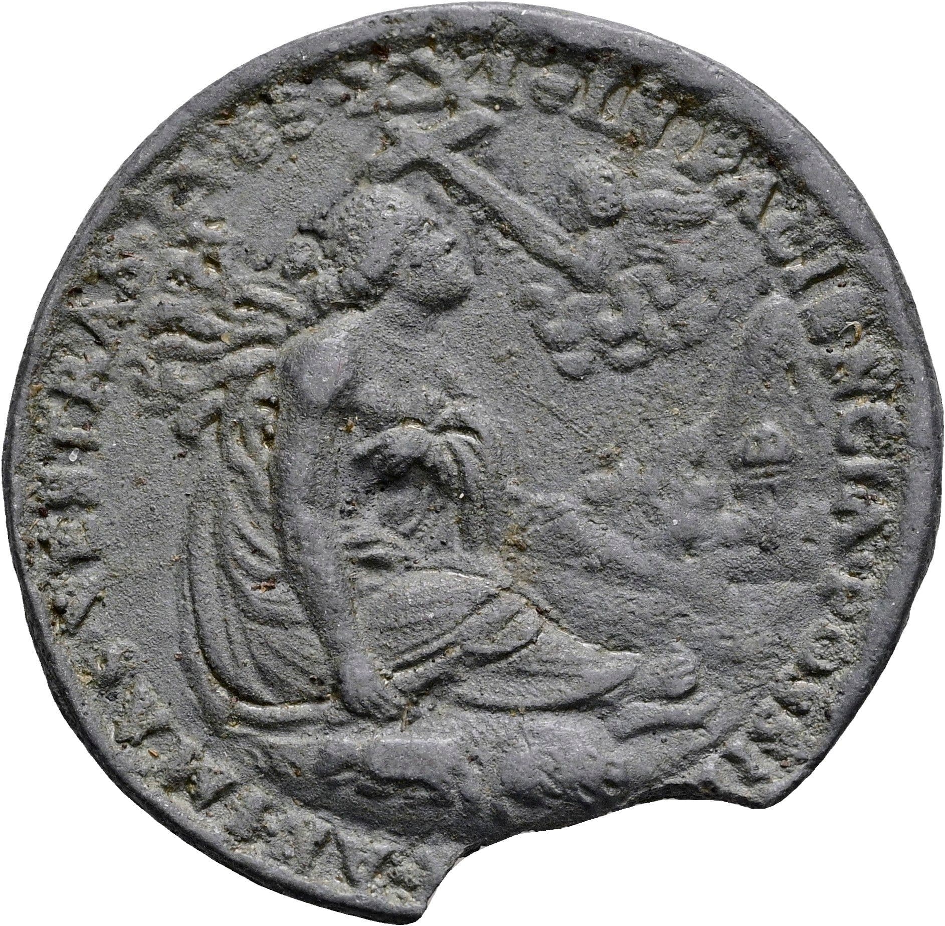 alte gegossene Bleimedaille Maria 1505-1558 ohne Jahr – Rückseite
