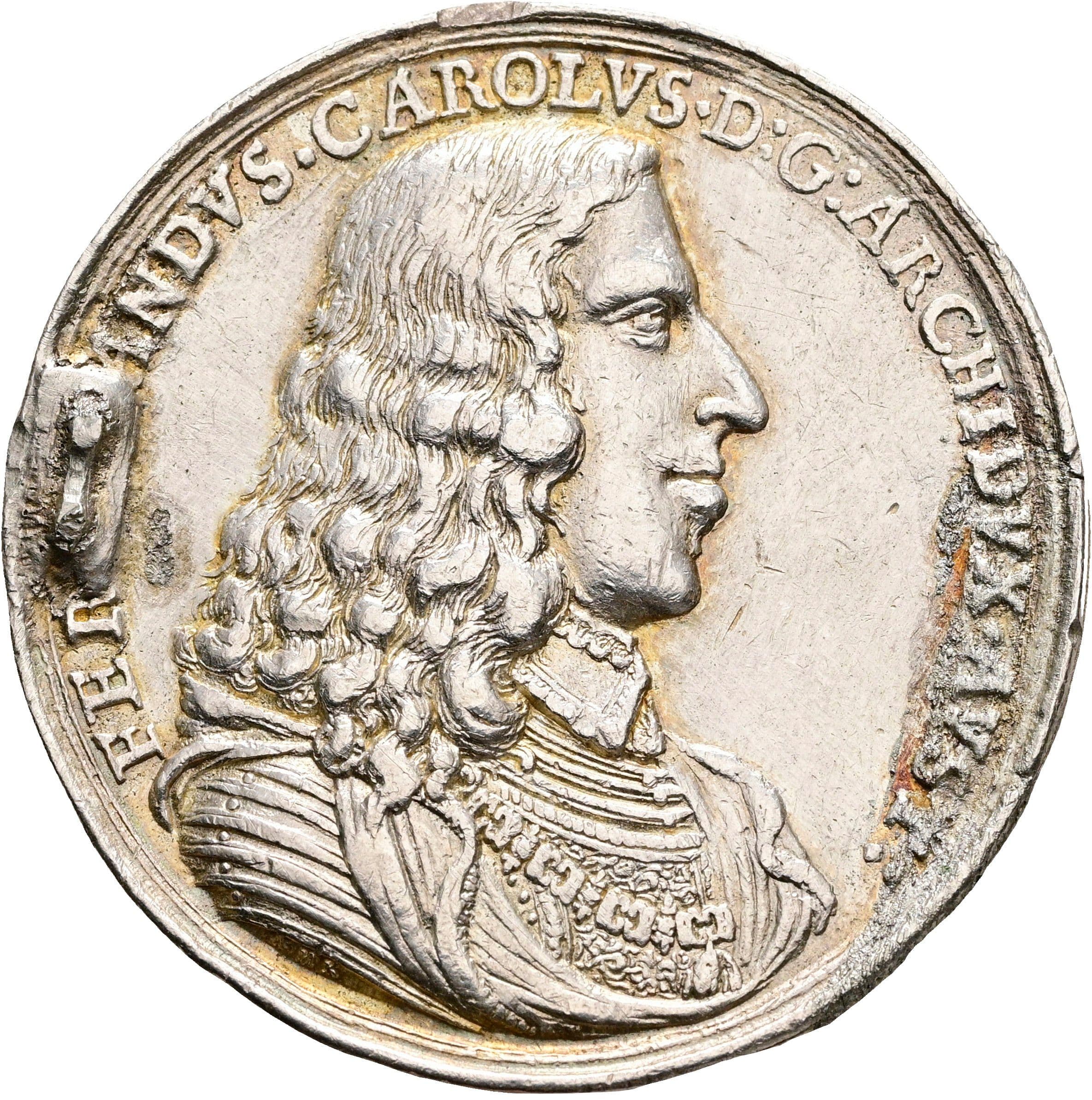 Silbergussmedaille (sogenannte Karusselmedaille) Erzherzog Ferdinand Carl 1632-1662 ohne Jahr (1652) – Vorderseite