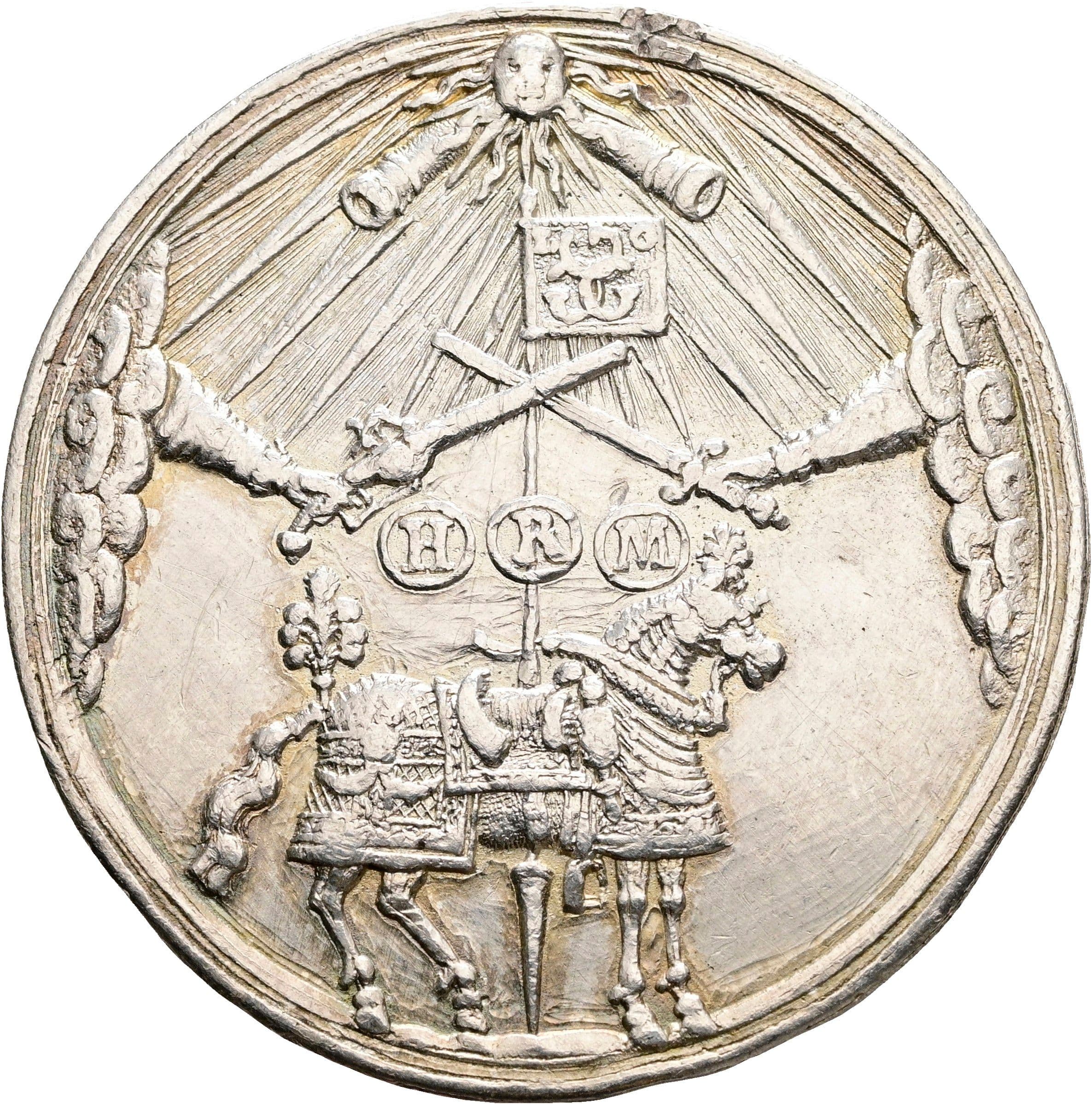 Silbergussmedaille (sogenannte Karusselmedaille) Erzherzog Ferdinand Carl 1632-1662 ohne Jahr (1652) – Rückseite