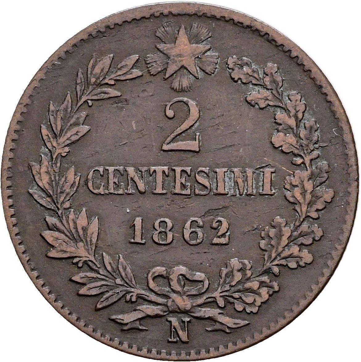 2 Centesimi Vittorio Emanuele II. 1861-1878 Neapel 1862 N – Rückseite