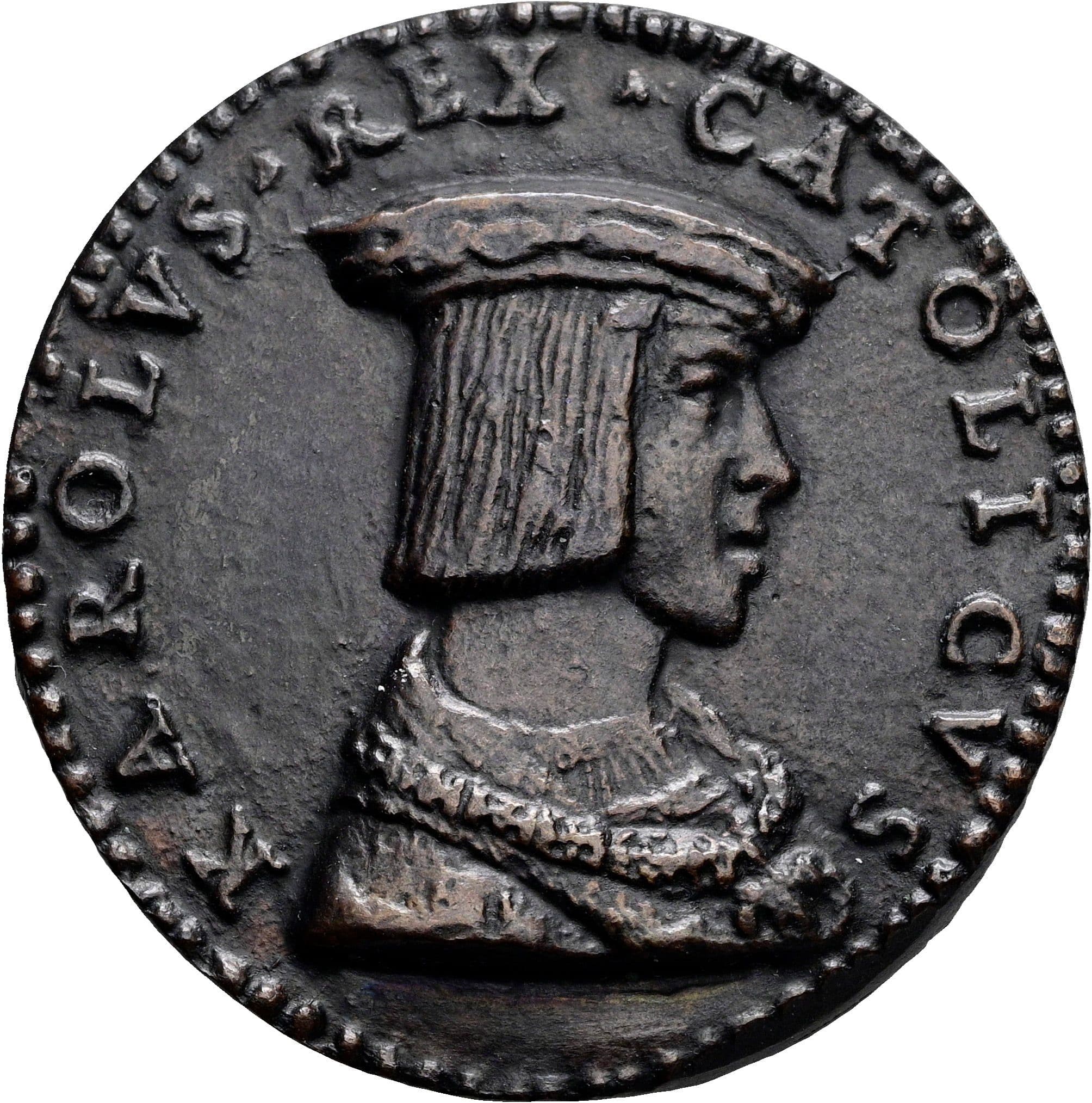 AE Gussmedaille Karl V. 1519-1558 ohne Jahr – Vorderseite