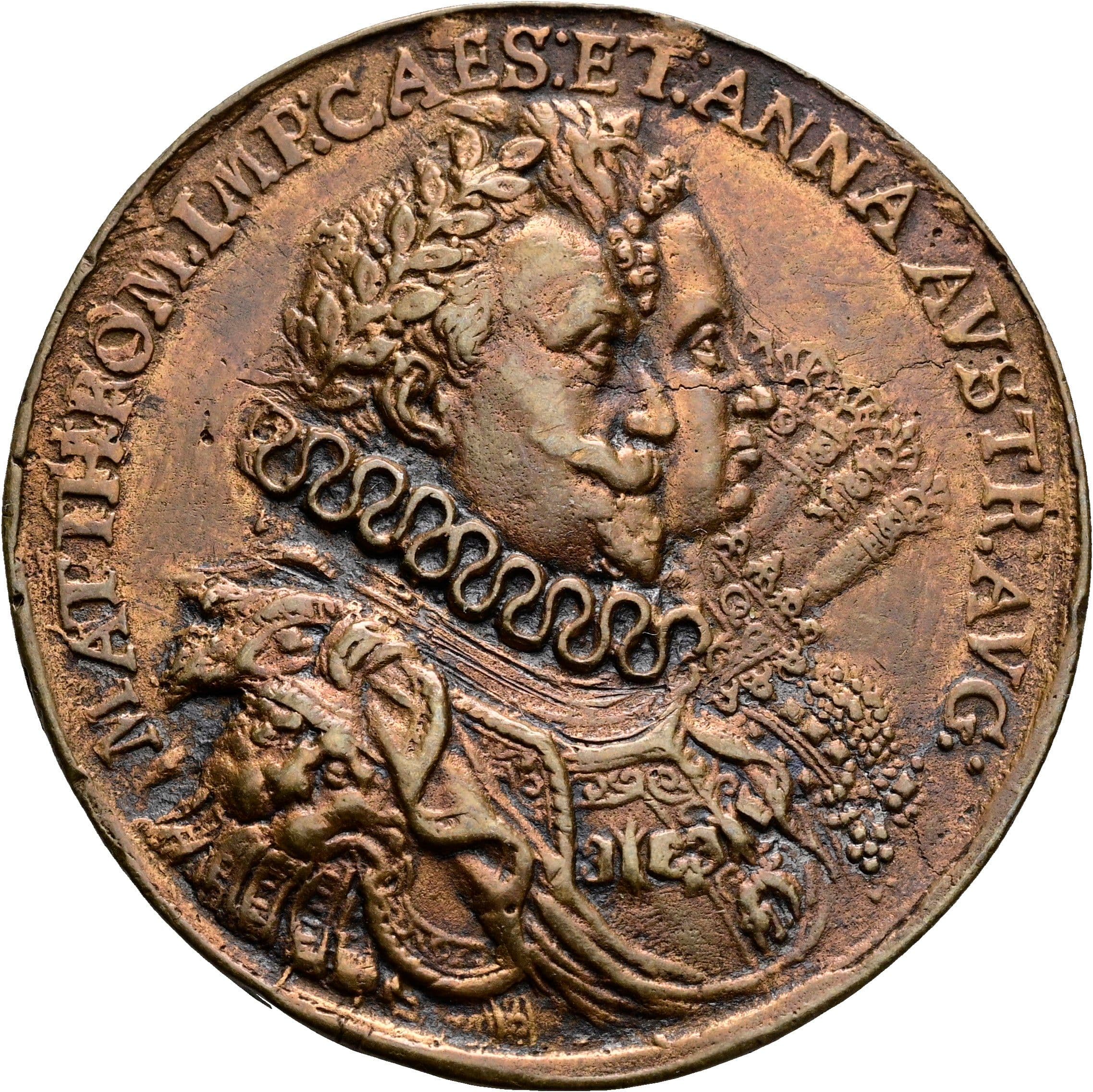 Bronzegussmedaille Matthias 1612-1619 1613 – Vorderseite