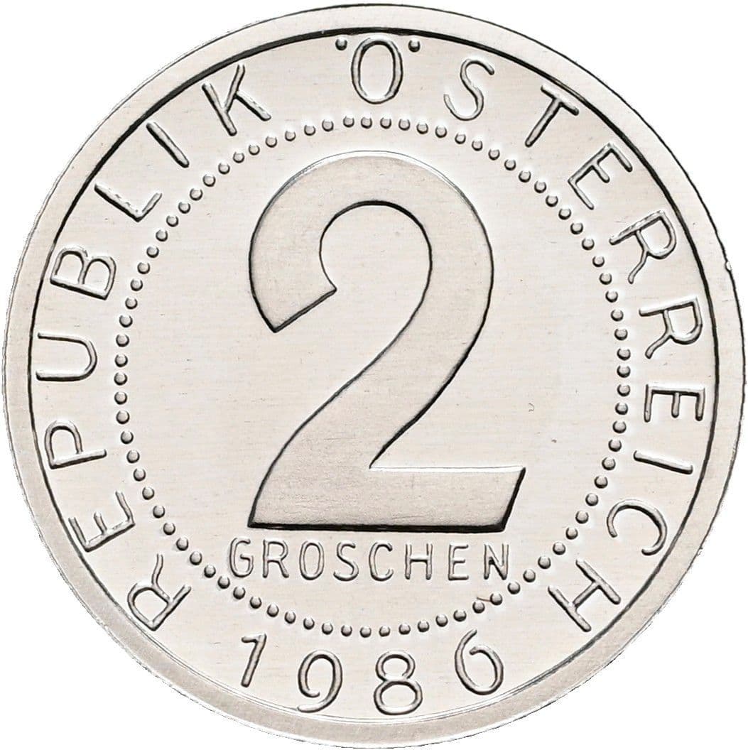 2 Groschen 1986 – Vorderseite