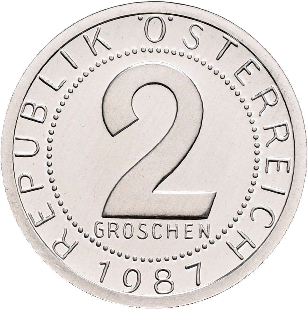2 Groschen 1987 – Vorderseite