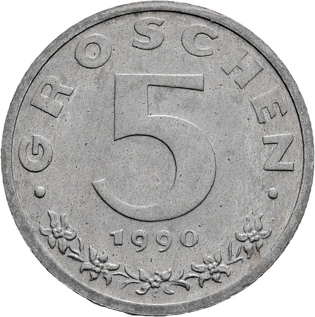 5 Groschen 1990 – Vorderseite