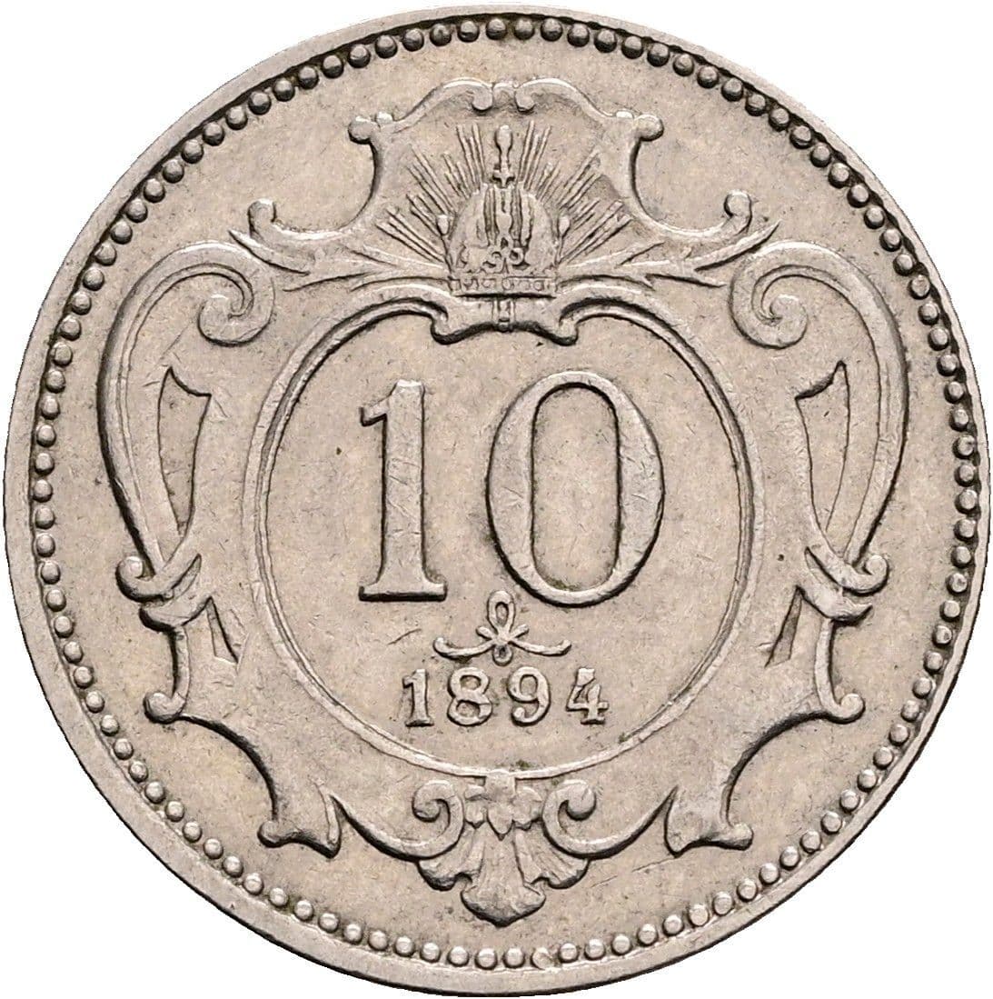 10 Heller Franz Joseph I. 1848-1916 1894 – Vorderseite