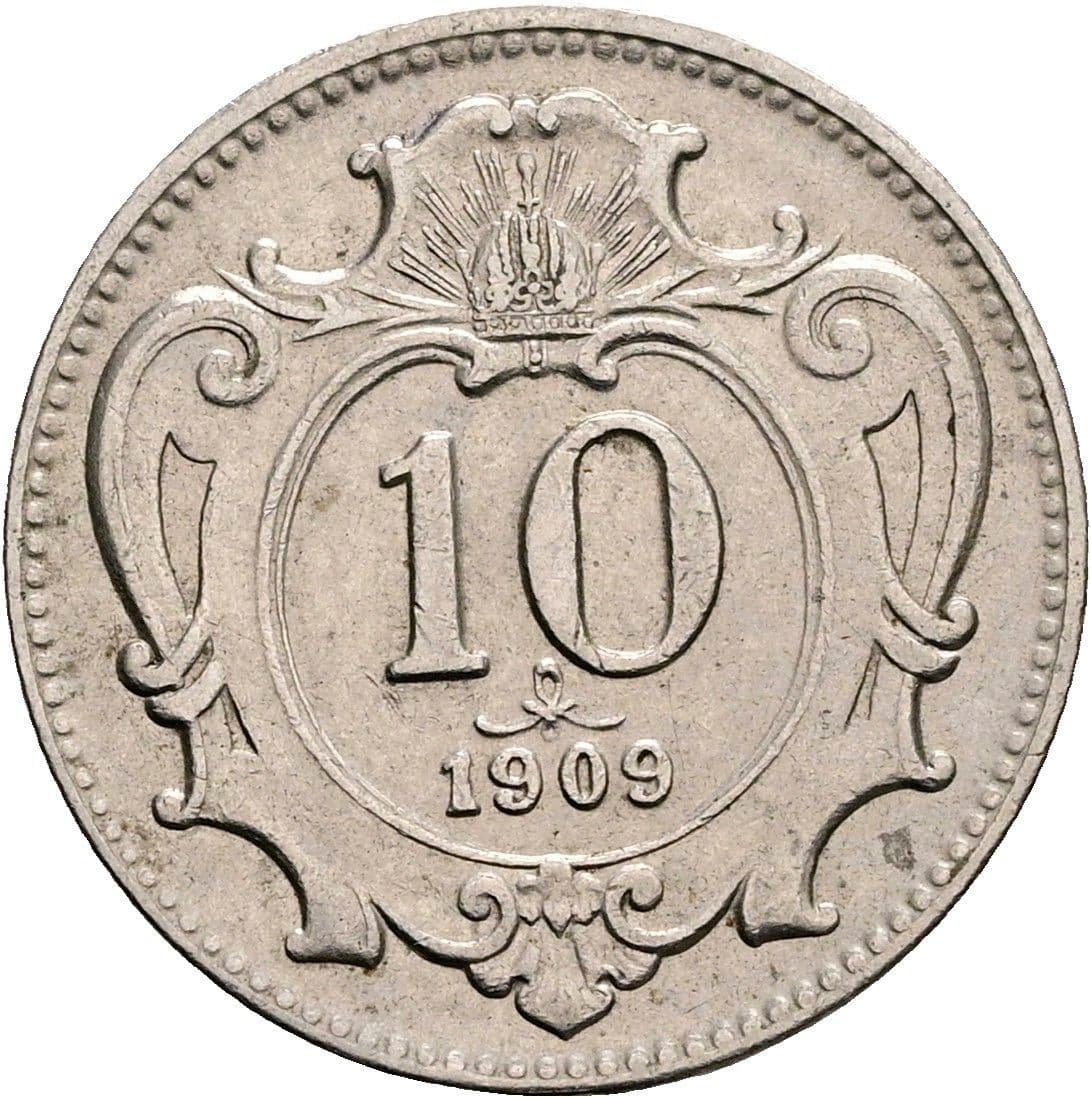 10 Heller Franz Joseph I. 1848-1916 1909 – Vorderseite