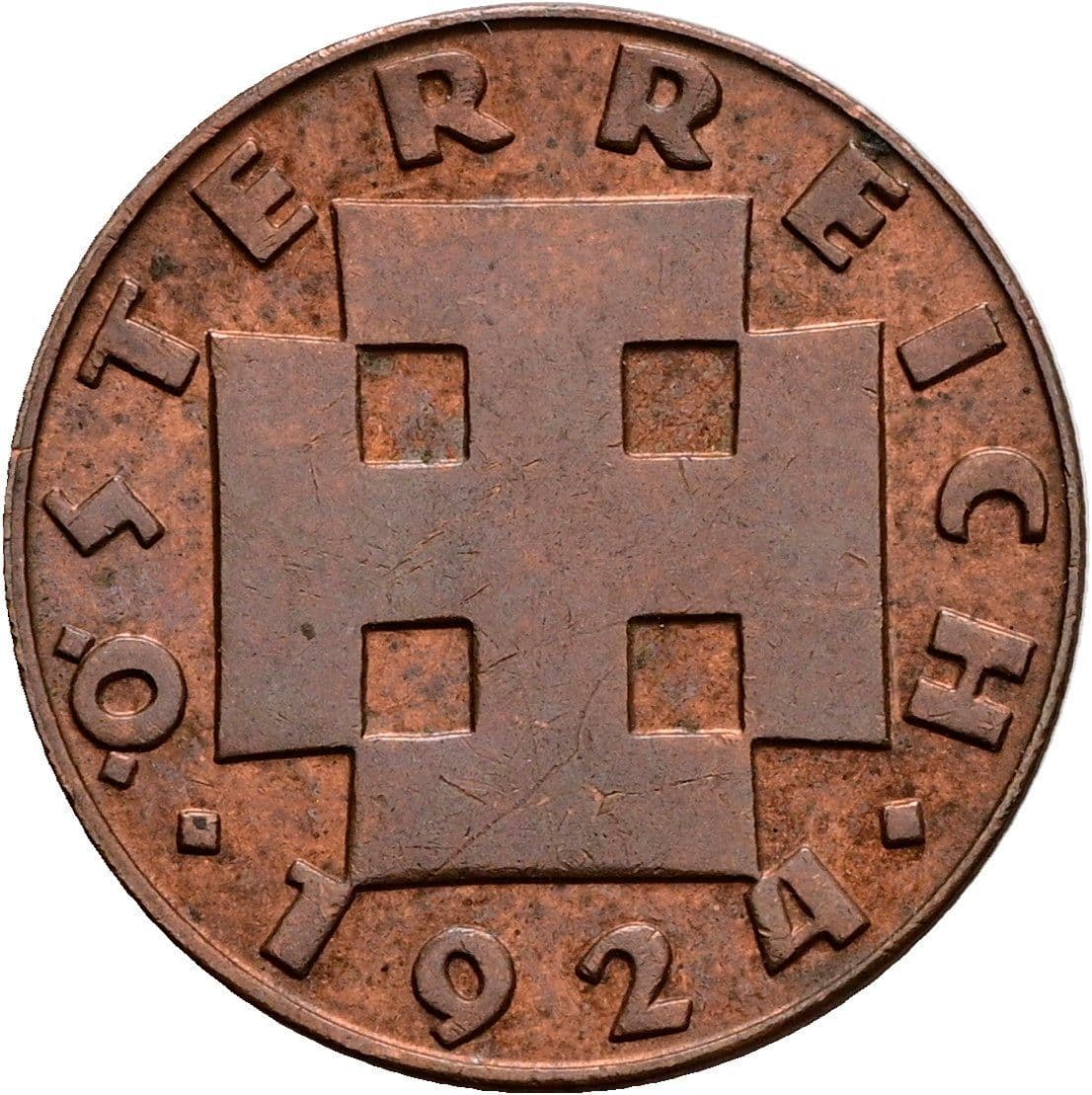 200 Kronen (= 2 Groschen) 1924 – Rückseite