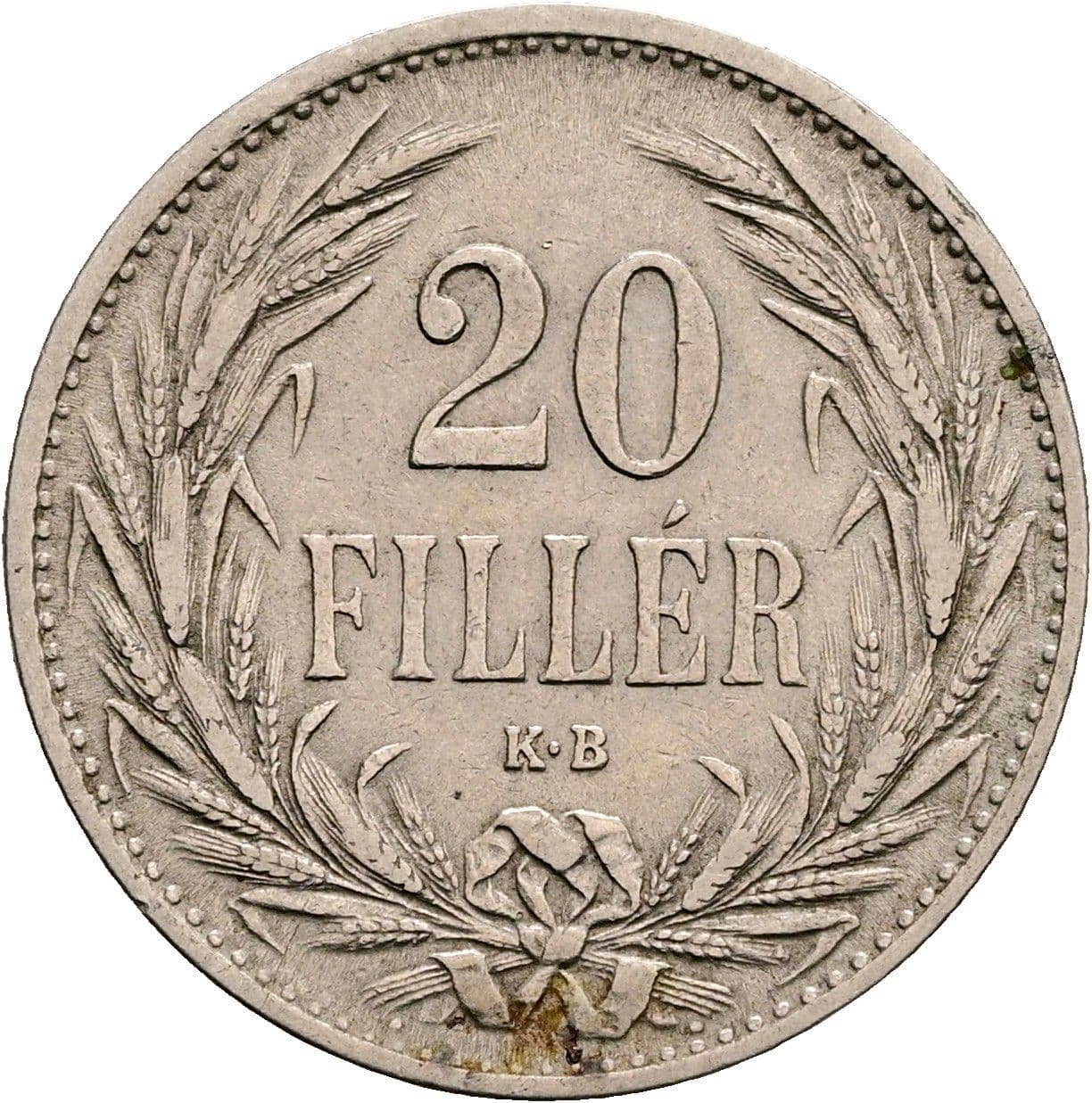 20 Filler Franz Joseph I. 1848-1916 1893 KB – Vorderseite