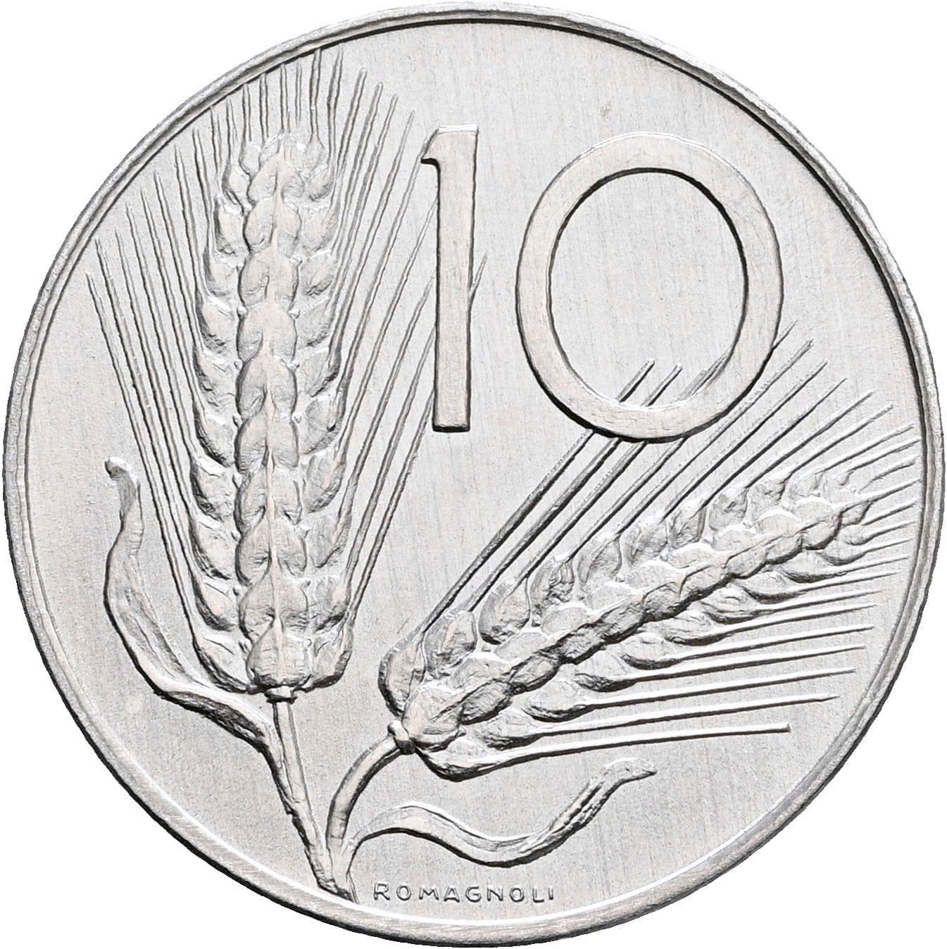 10 Lire 1975 – Vorderseite