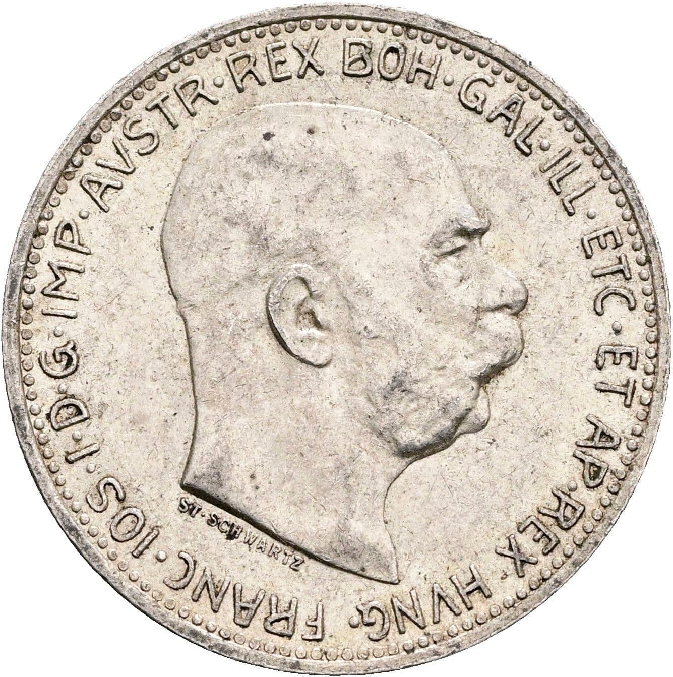 1 Krone Franz Joseph I. 1848-1916 1914 – Vorderseite