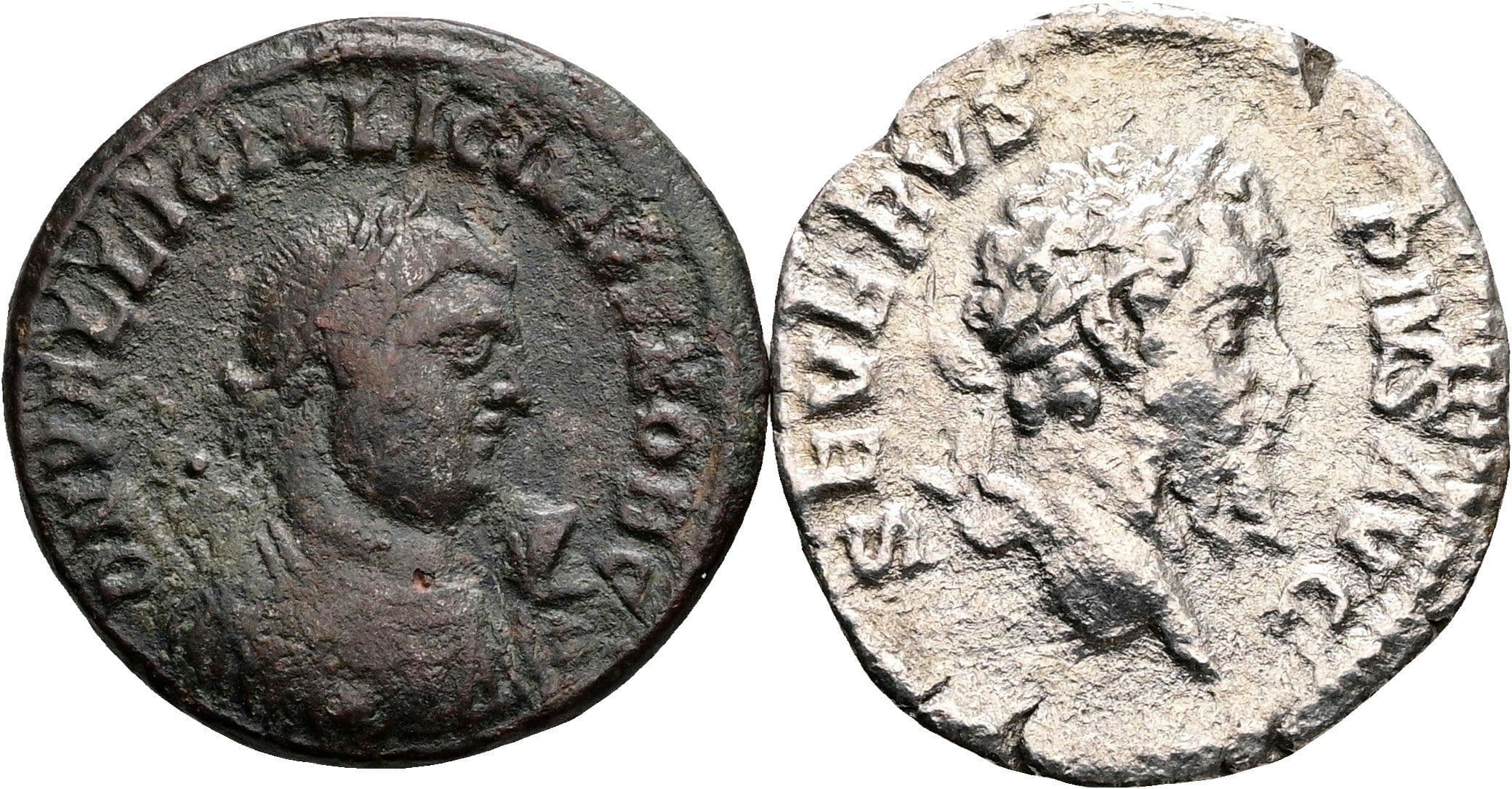 Lot Denar und Follis – Vorderseite
