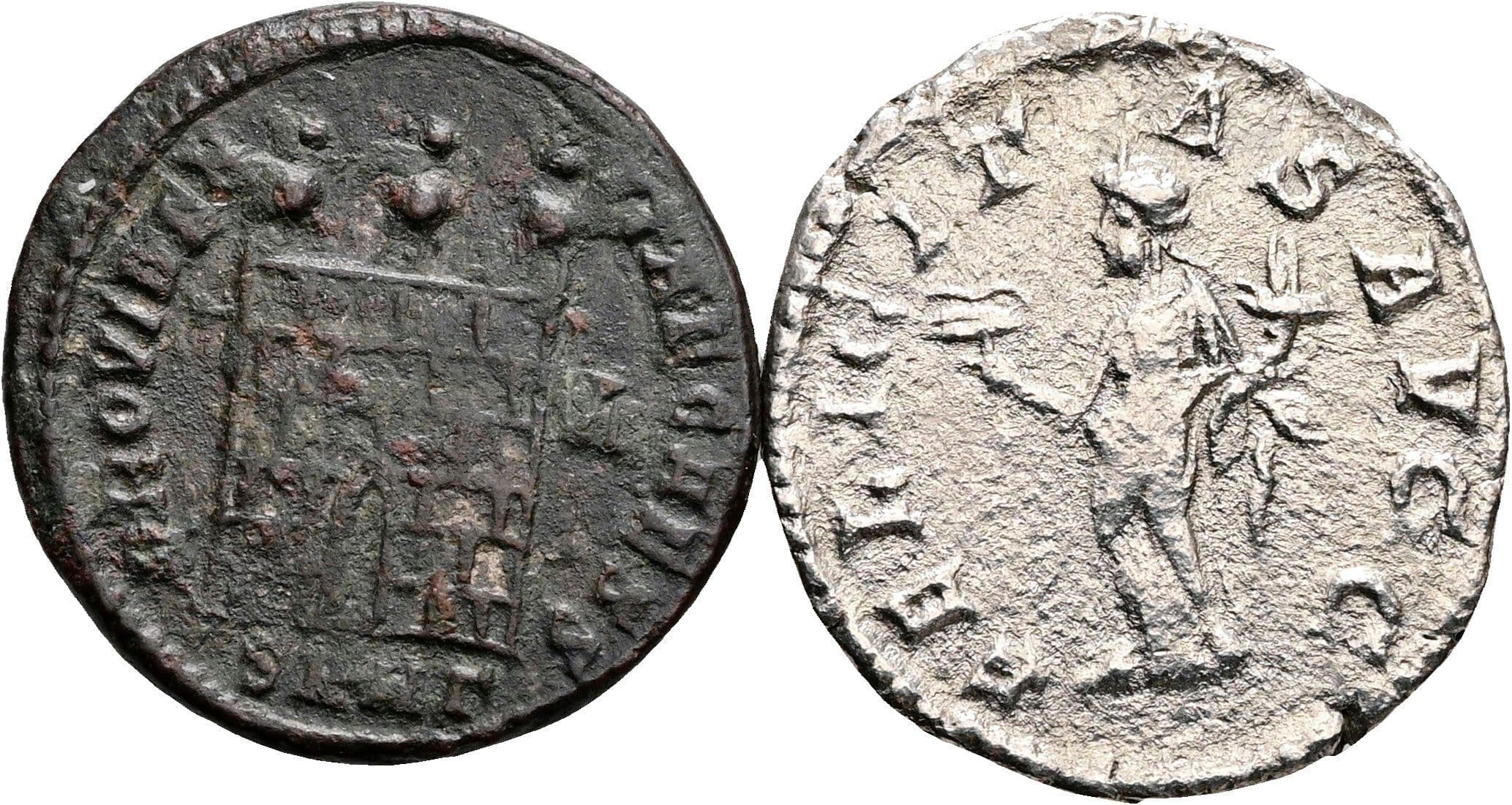 Lot Denar und Follis – Rückseite