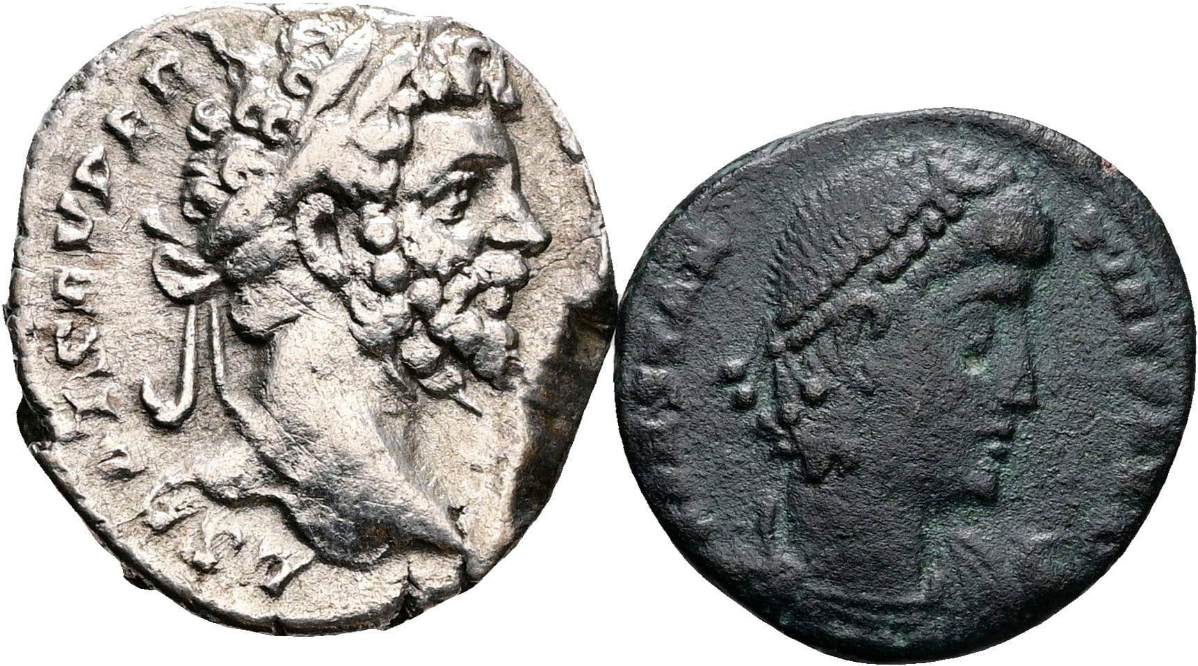 Lot Denar und Follis – Vorderseite