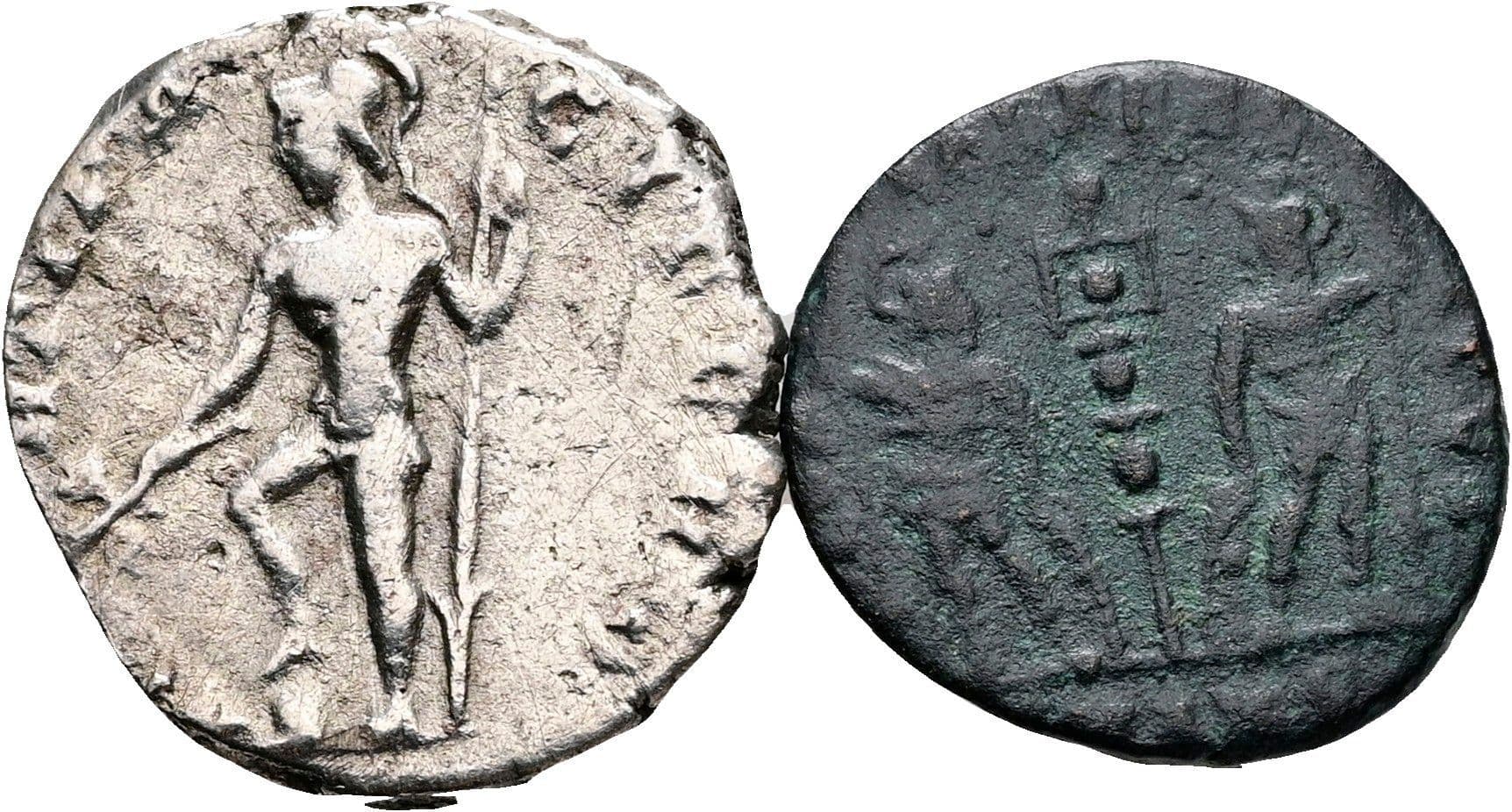 Lot Denar und Follis – Rückseite