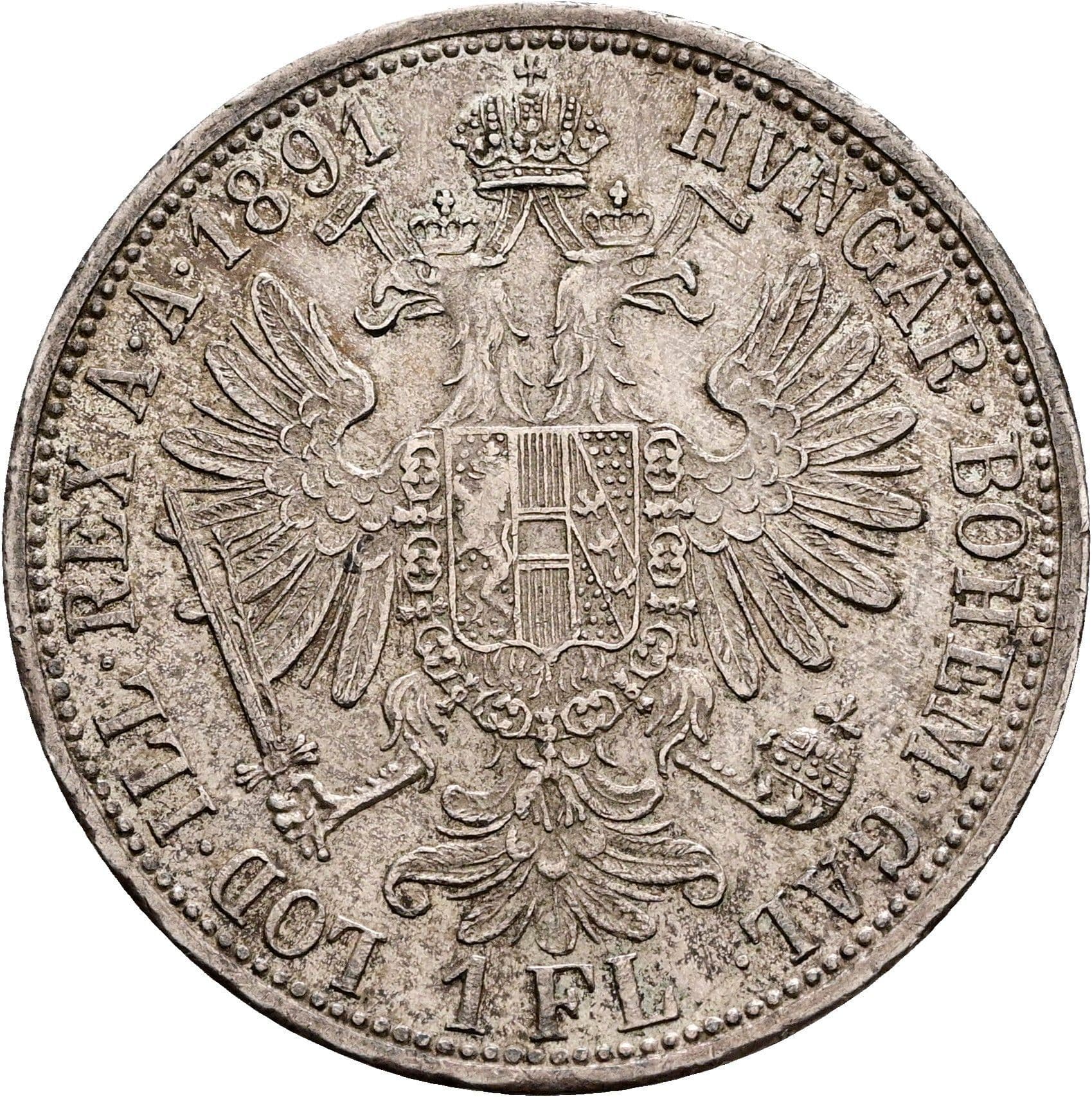 1 Gulden Franz Joseph I. 1848-1916 1891 – Rückseite