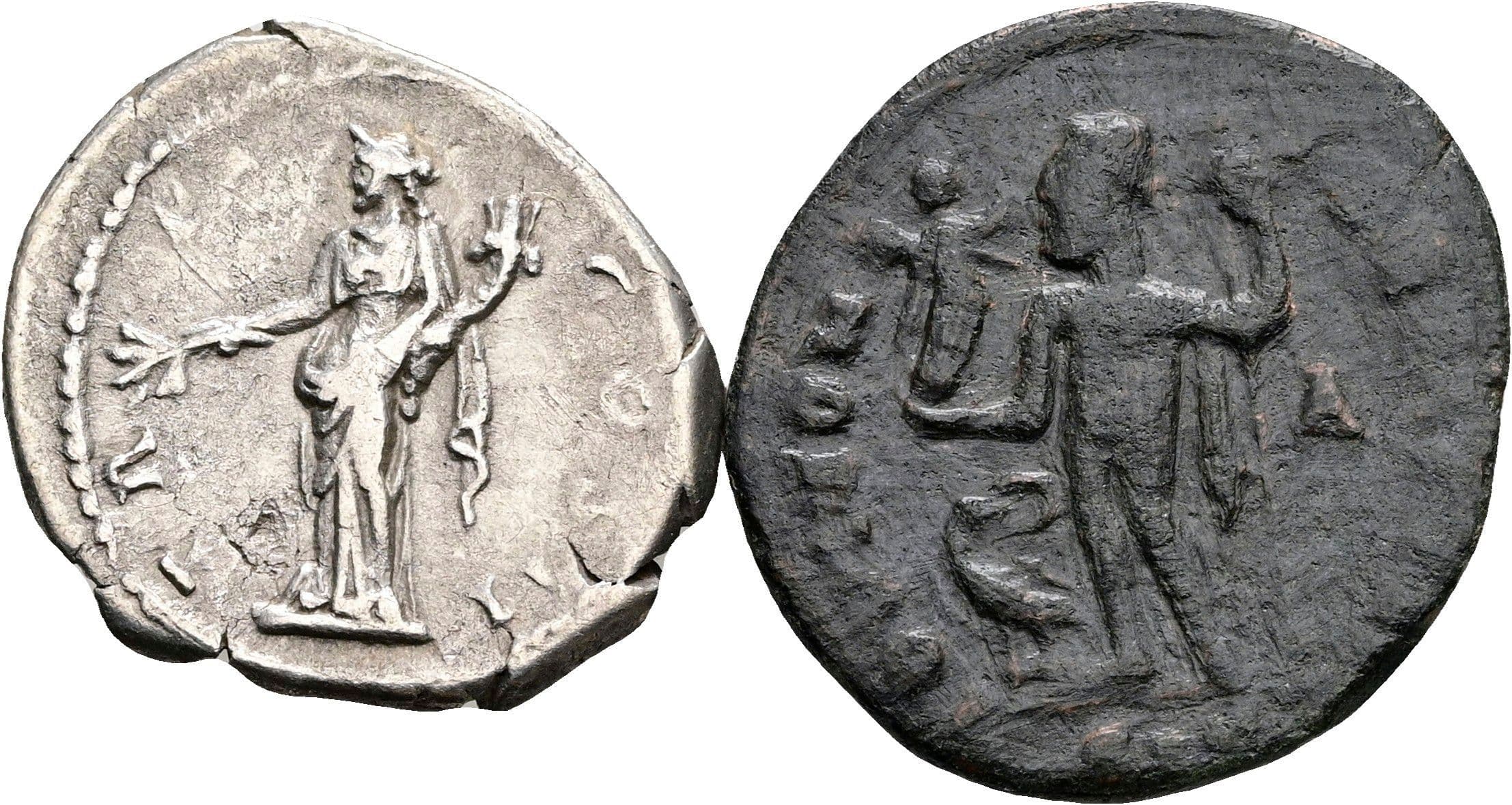 Lot Denar und Follis – Rückseite