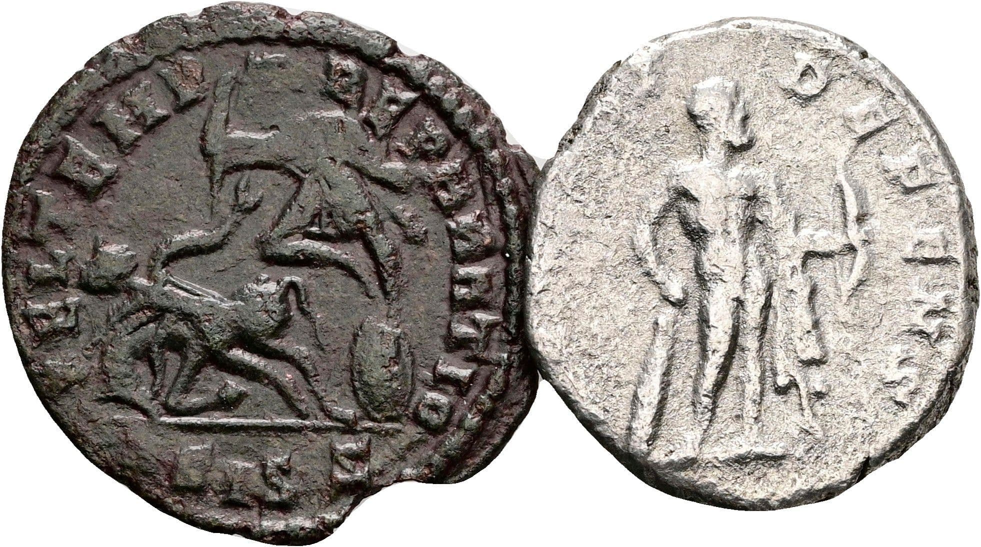 Lot Denar und Follis – Rückseite