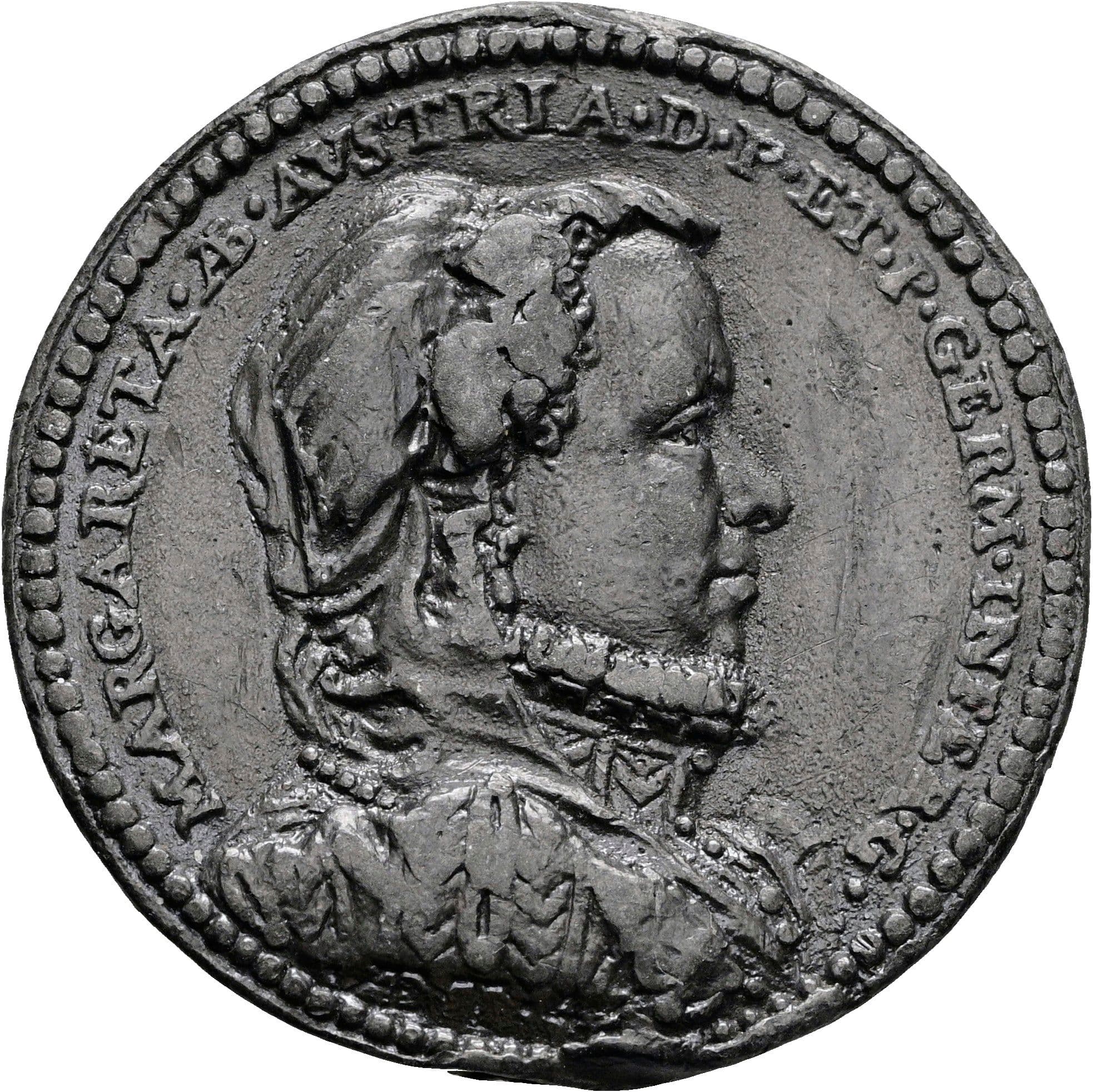 Bleigussmedaille Margarethe von Österreich 1536-1567 1567 (späterer Guss) – Vorderseite