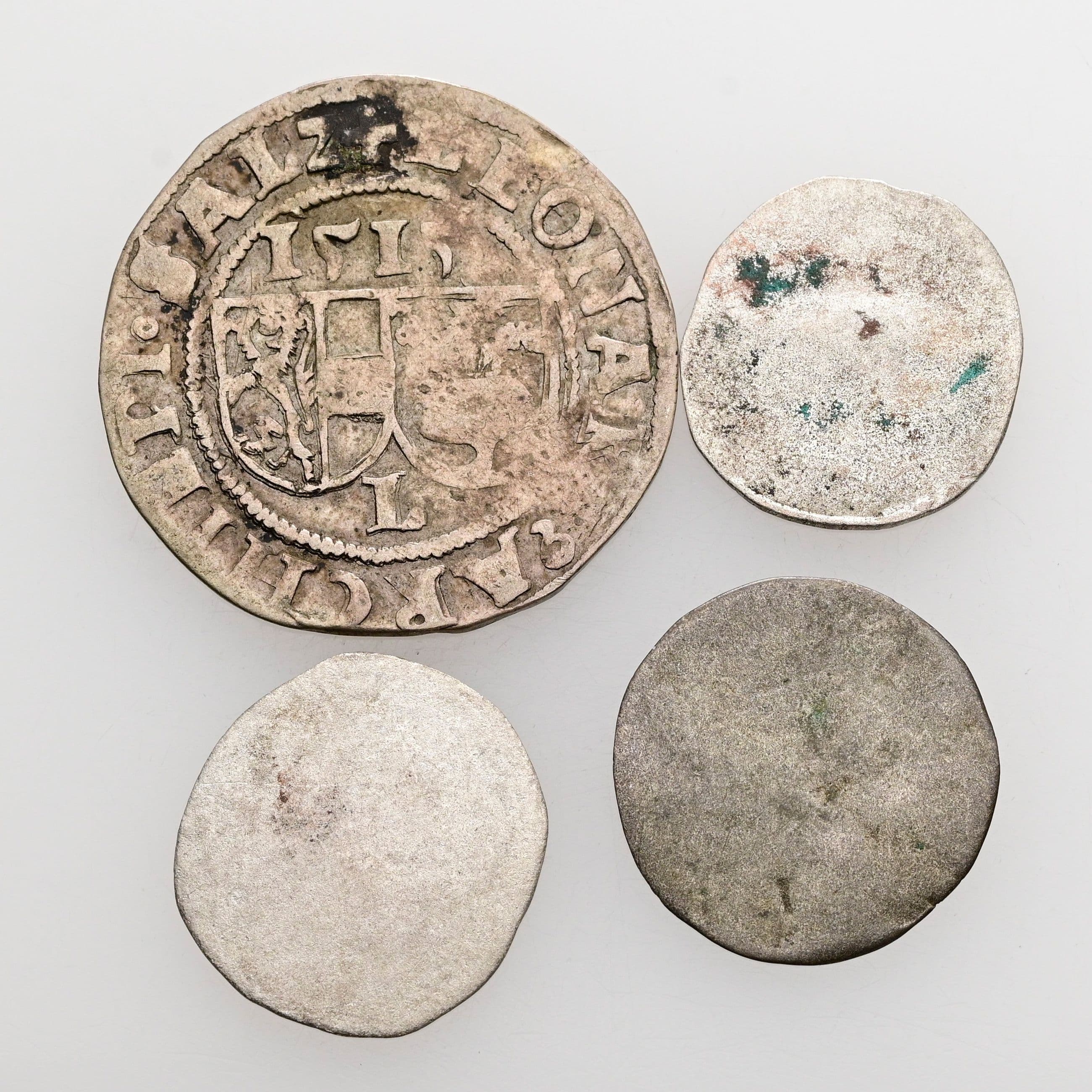 Lot Salzburger Kleinmünzen, 2 Pfennige (3x), Batzen