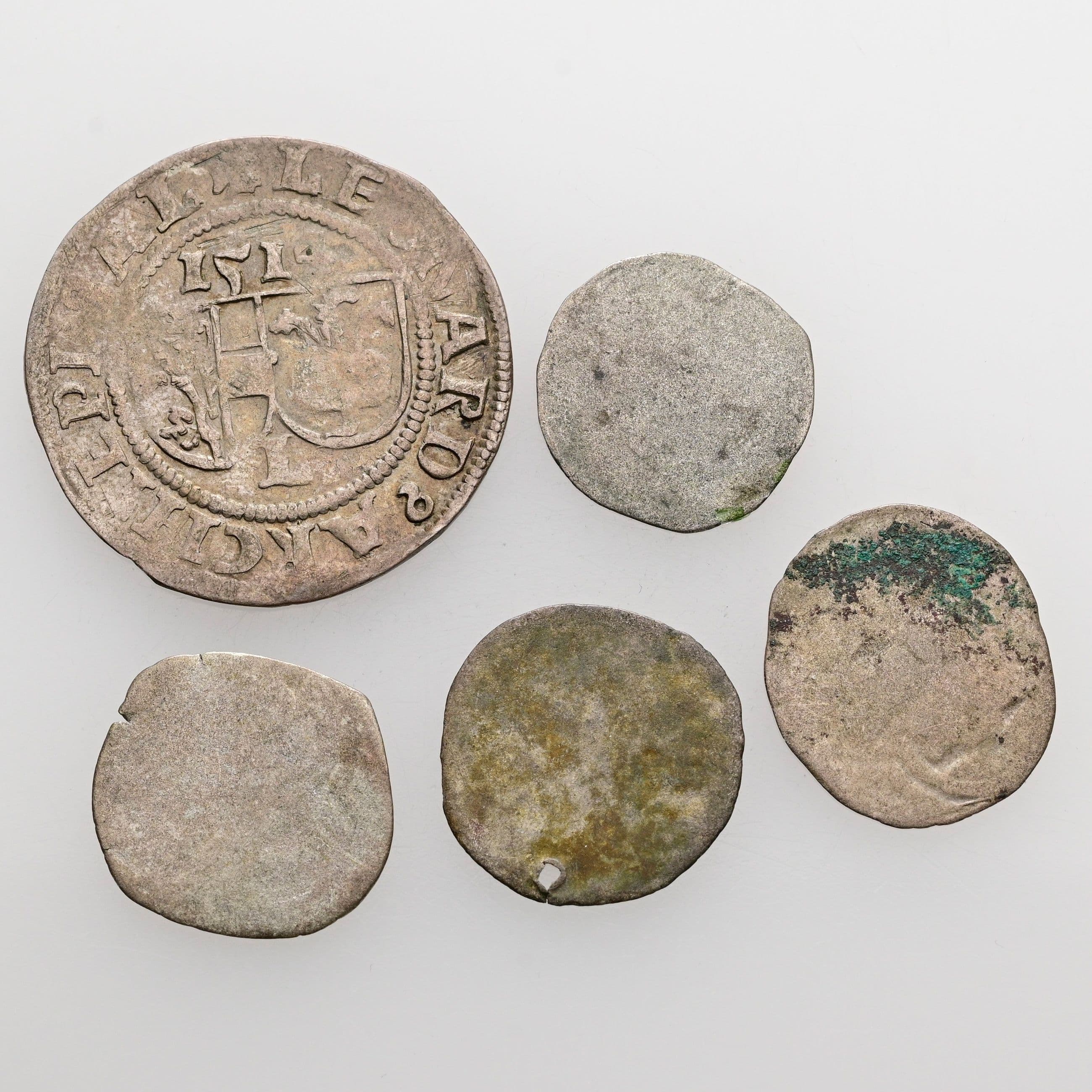 Lot Salzburger Kleinmünzen, 2 Pfennige (4x), Batzen