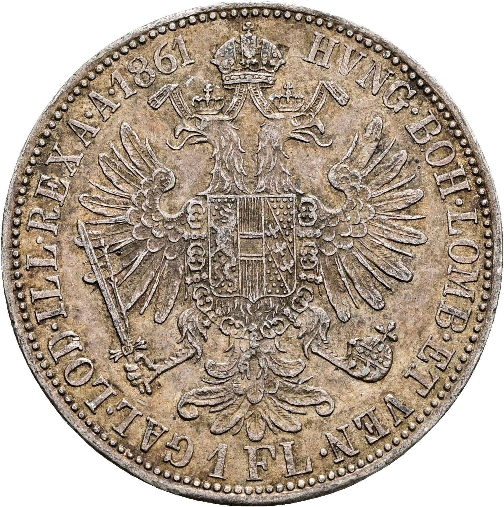 1 Gulden Franz Joseph I. 1848-1916 1861 A – Rückseite