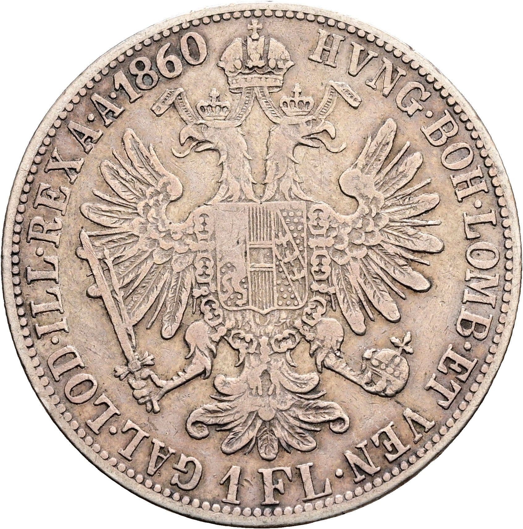 1 Gulden Franz Joseph I. 1848-1916 1860 A – Rückseite