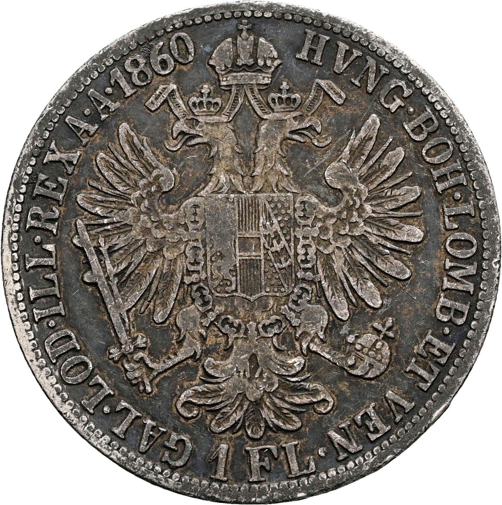 1 Gulden Franz Joseph I. 1848-1916 1860 A – Rückseite