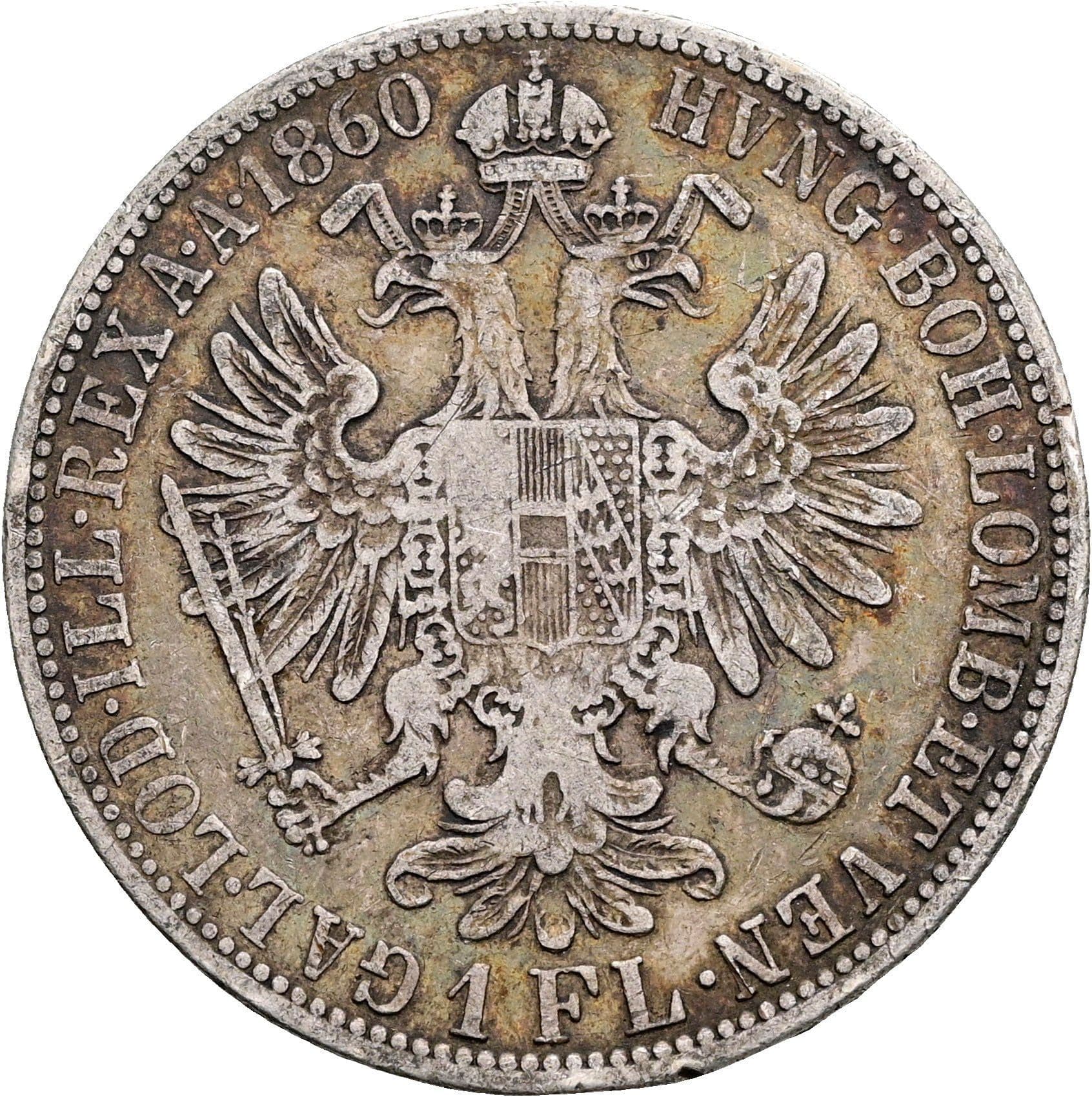 1 Gulden Franz Joseph I. 1848-1916 1860 A – Rückseite