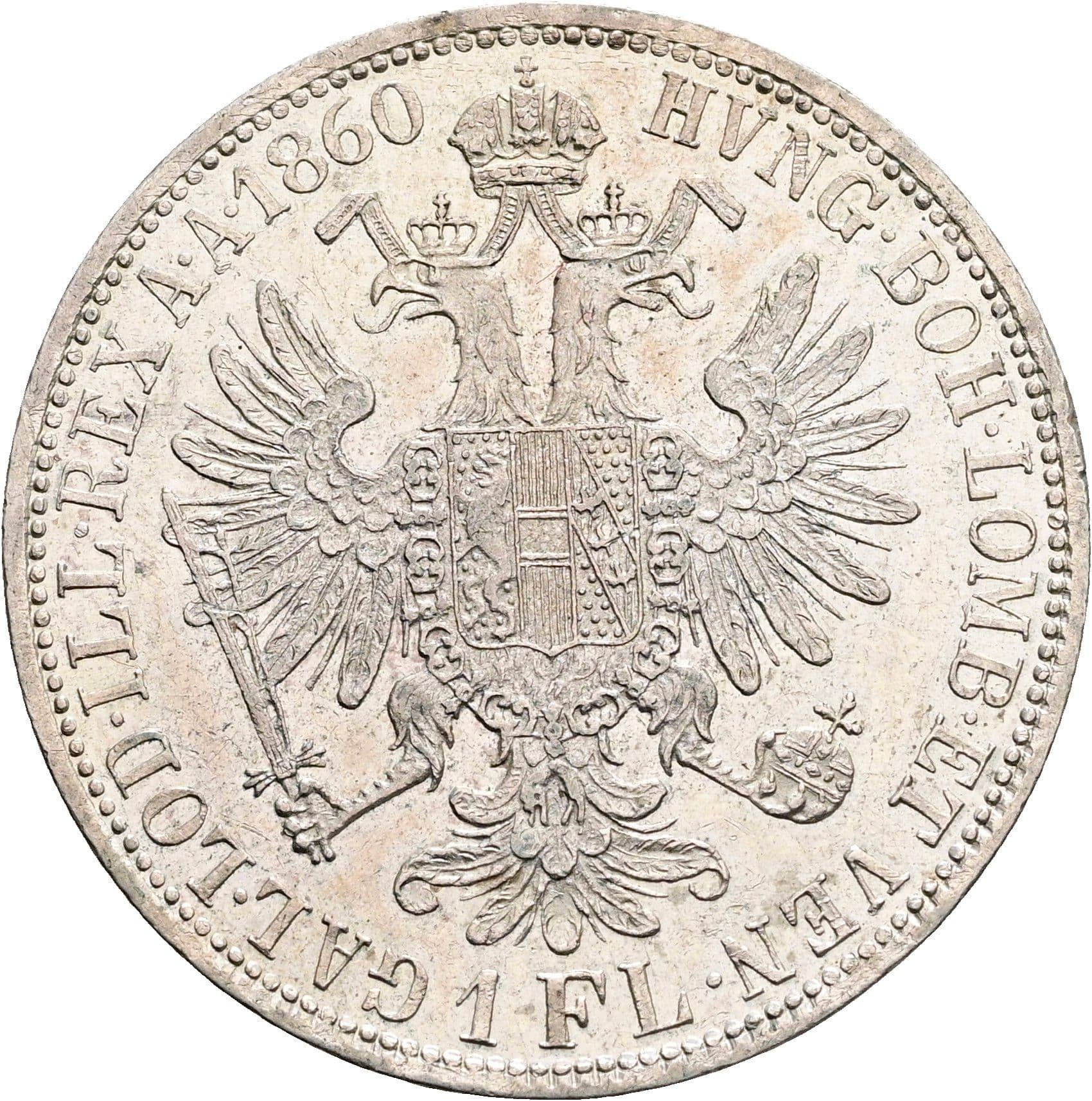1 Gulden Franz Joseph I. 1848-1916 1860 A – Rückseite