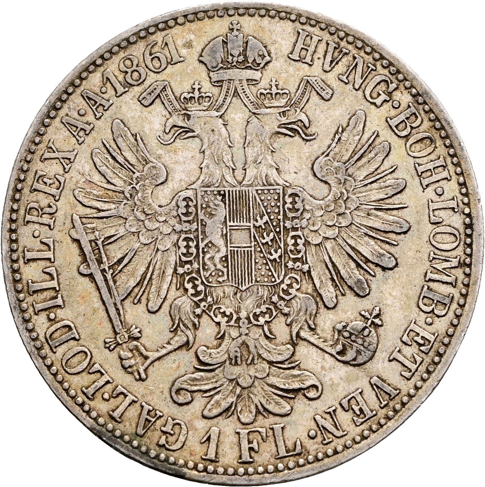 1 Gulden Franz Joseph I. 1848-1916 1861 A – Rückseite