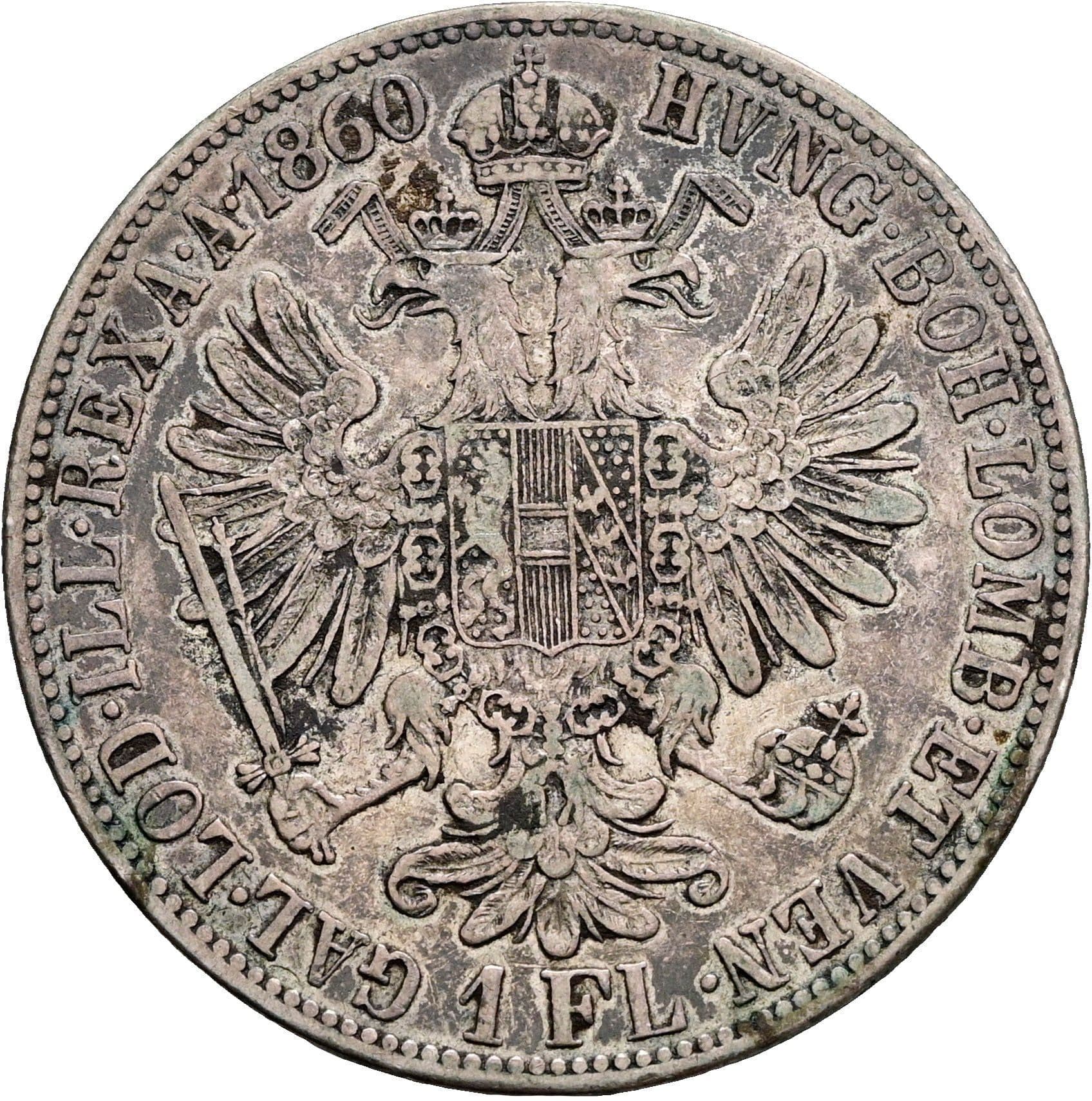 1 Gulden Franz Joseph I. 1848-1916 1860 A – Rückseite