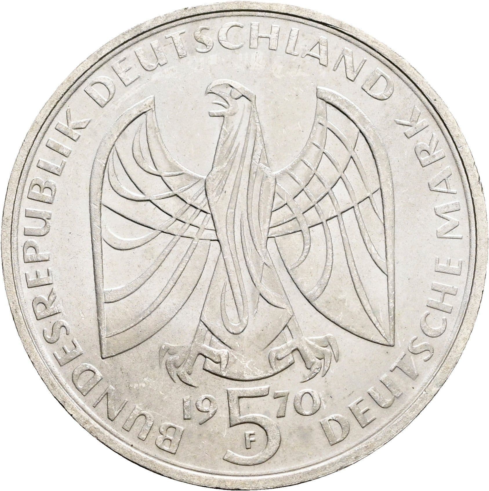 5 Deutsche Mark 1970 F – Rückseite