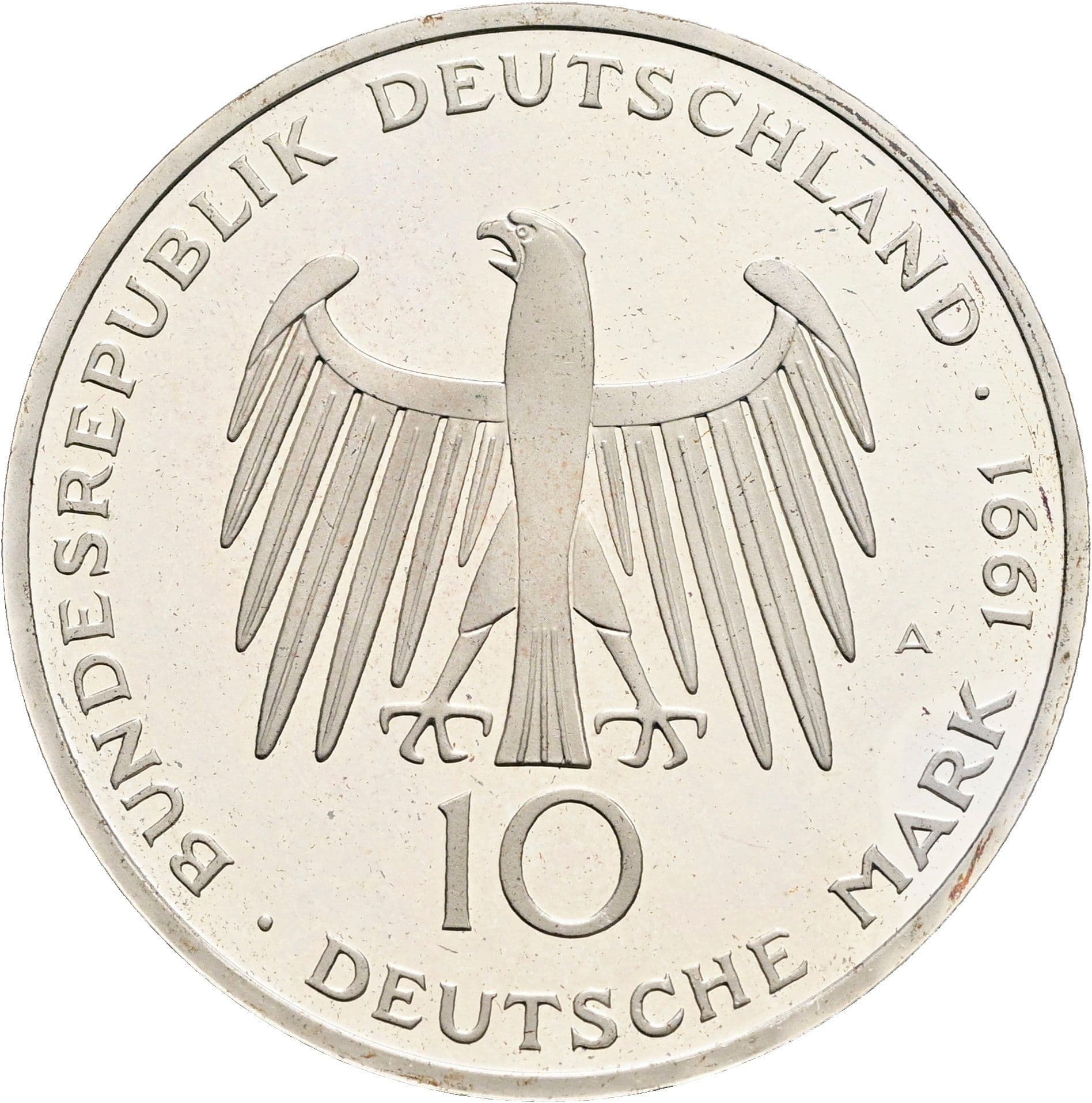 10 Deutsche Mark 1991 A – Rückseite