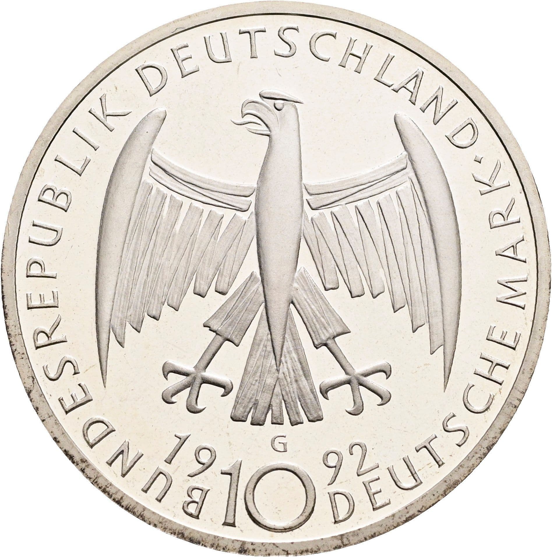 10 Deutsche Mark 1992 G – Rückseite