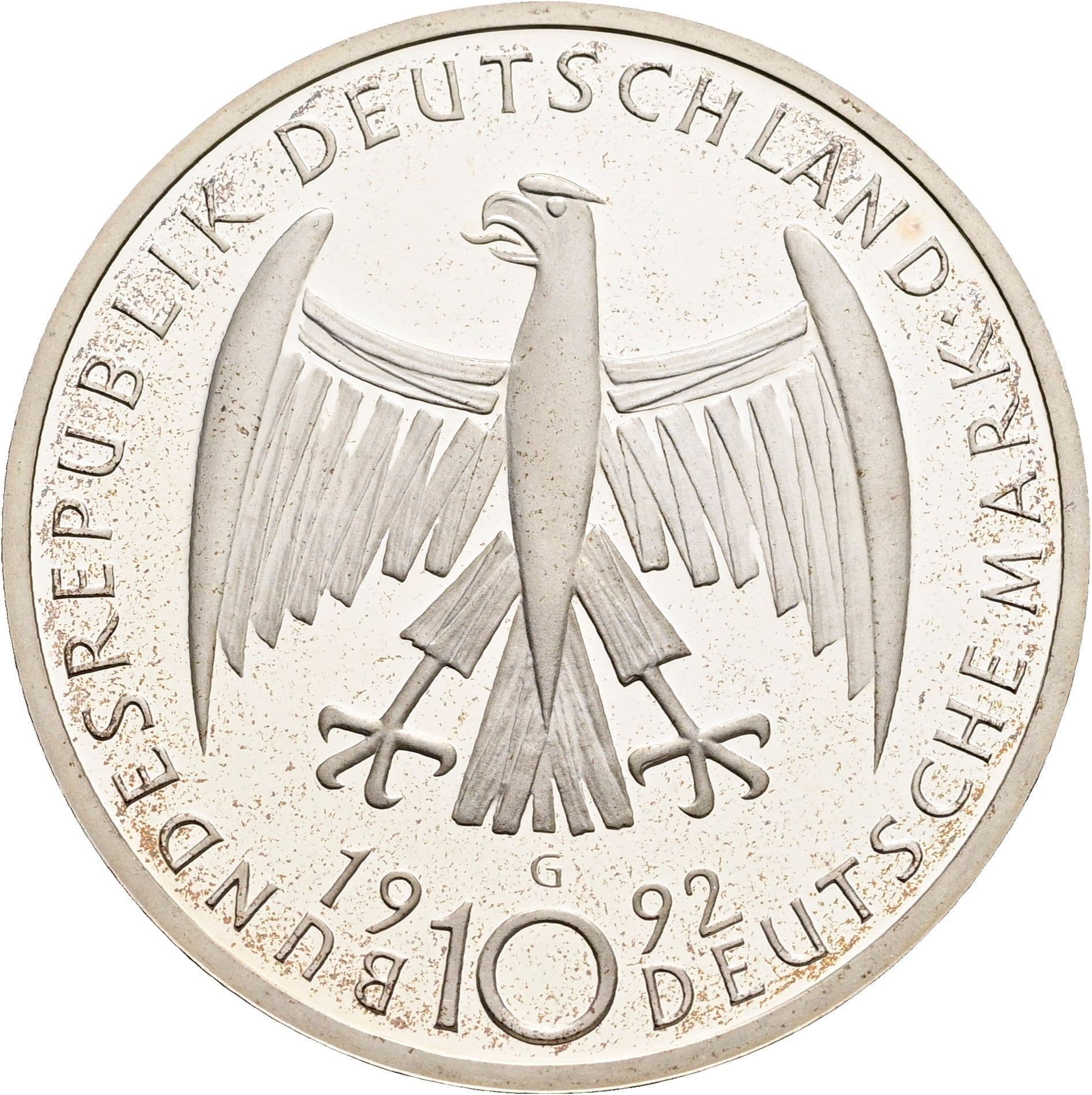 10 Deutsche Mark 1992 G – Rückseite